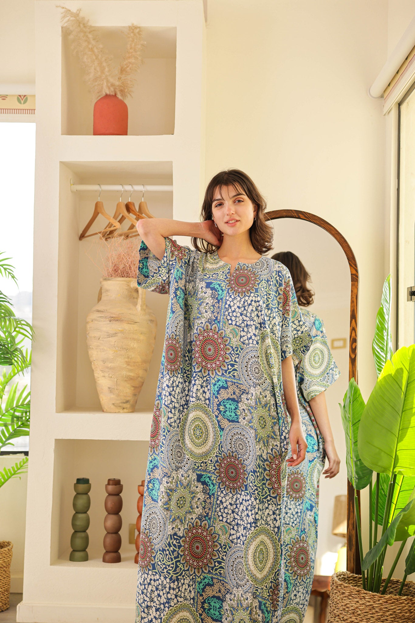 قميص فسكوز نصف كم مطبوع خياميه