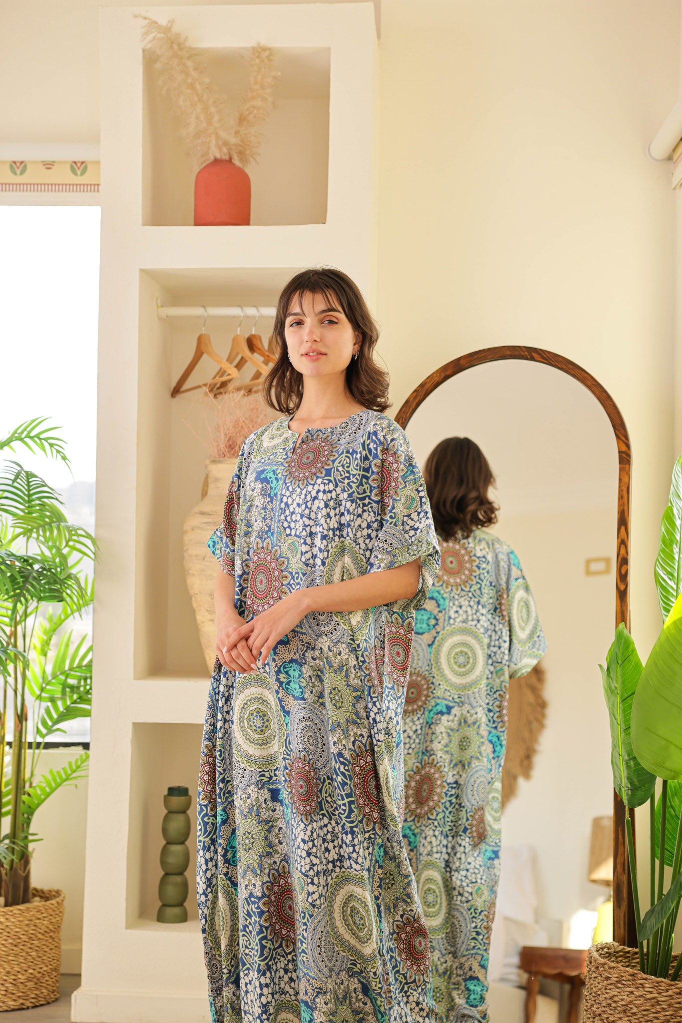 قميص فسكوز نصف كم مطبوع خياميه