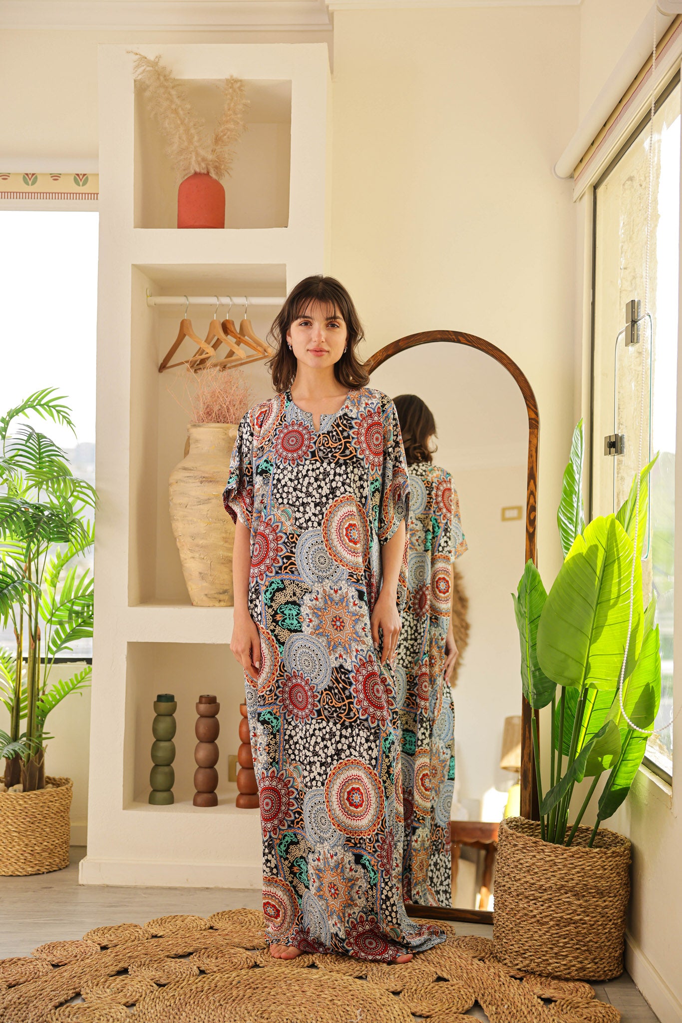 قميص فسكوز نصف كم مطبوع خياميه