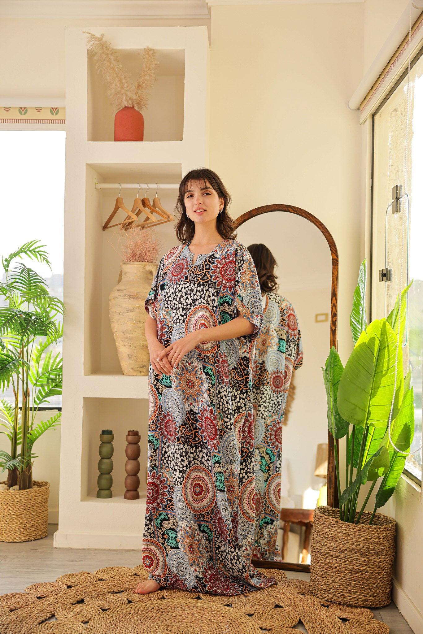 قميص فسكوز نصف كم مطبوع خياميه