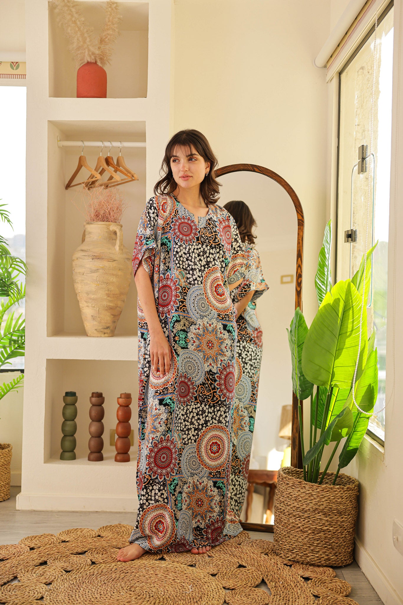 قميص فسكوز نصف كم مطبوع خياميه