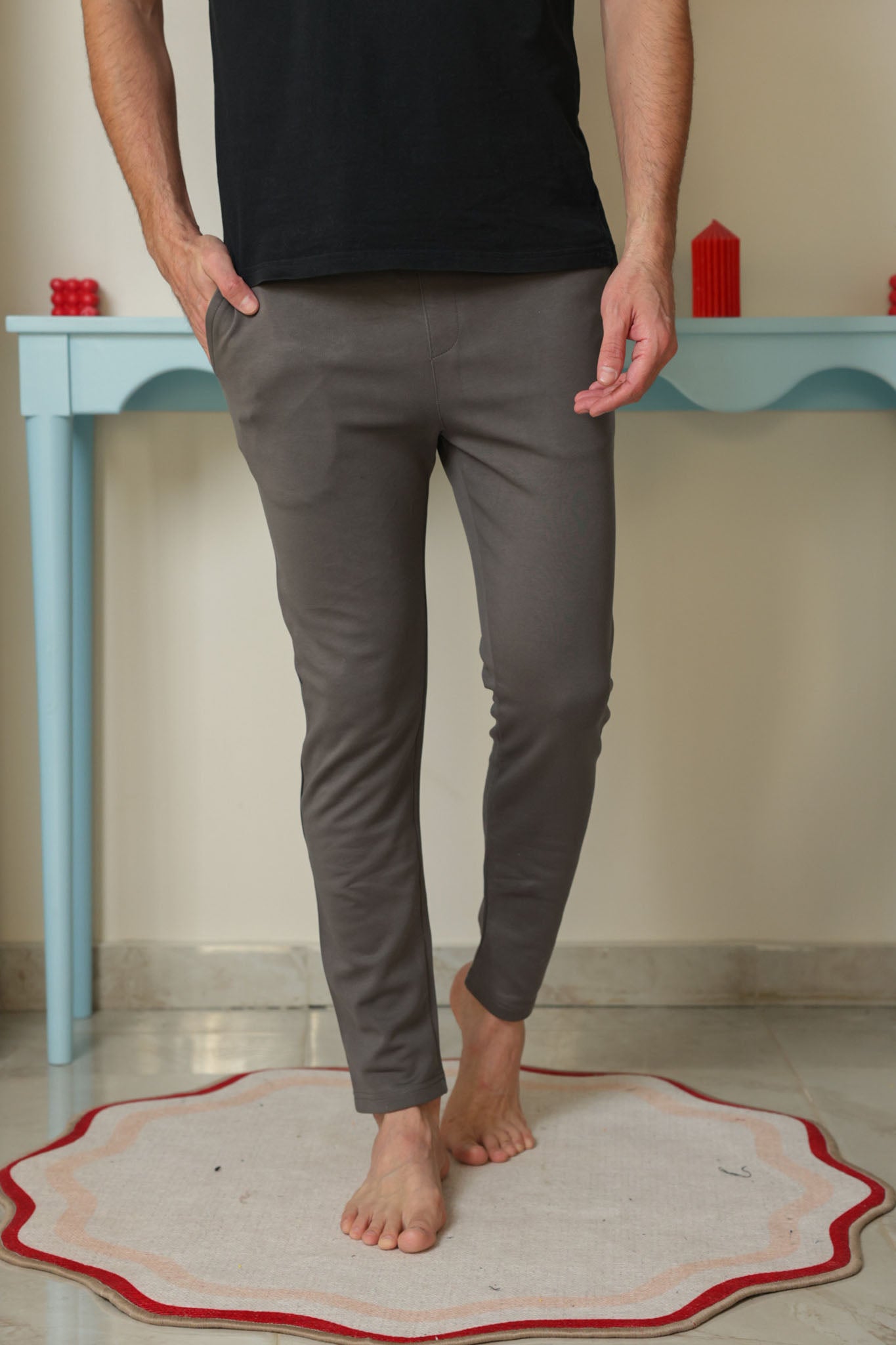 بنطلون انترلوك ساده قطن ليكرا