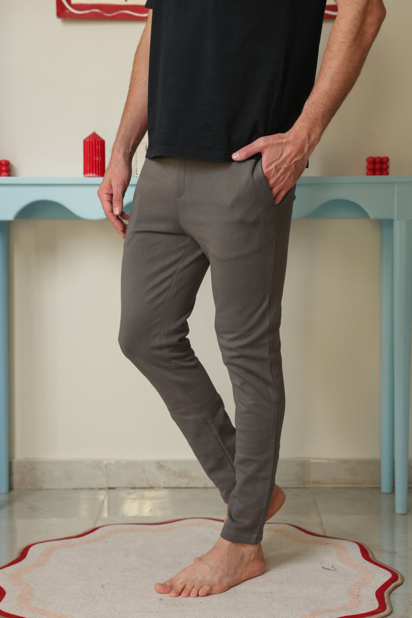 بنطلون انترلوك ساده قطن ليكرا