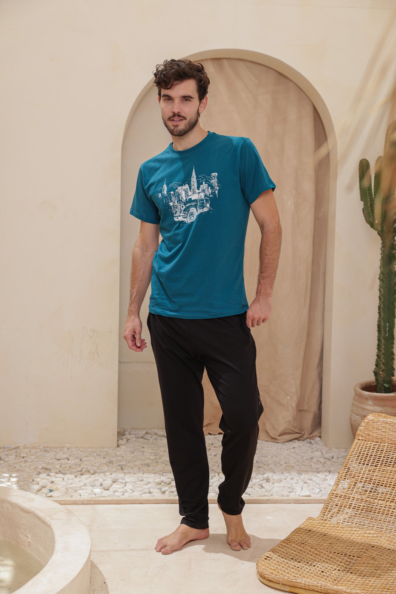بيجاما رجالي نص كم cars بنطلون ساده