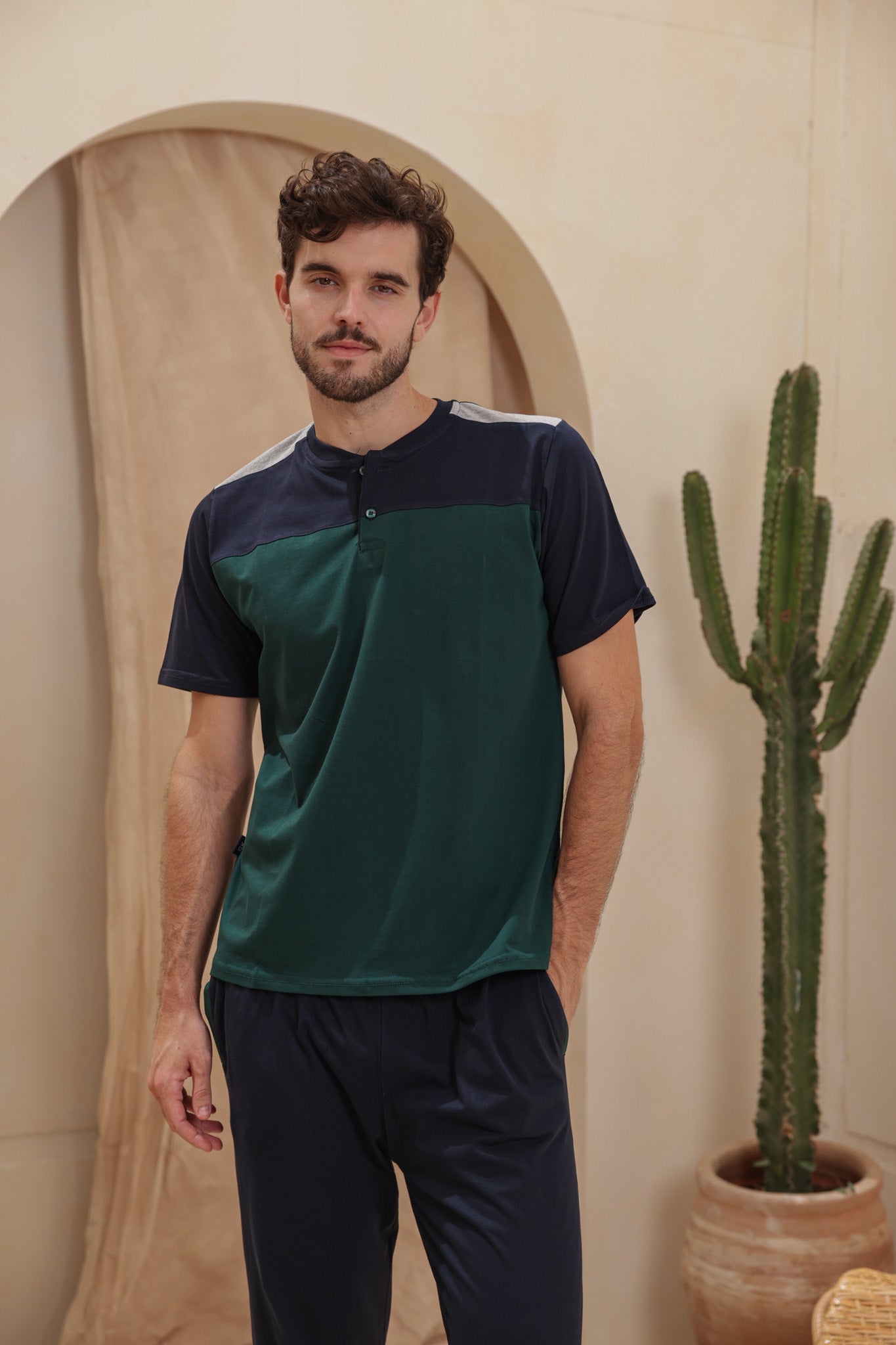 بيجاما رجالي نص كم قصات بنتاكور ساده