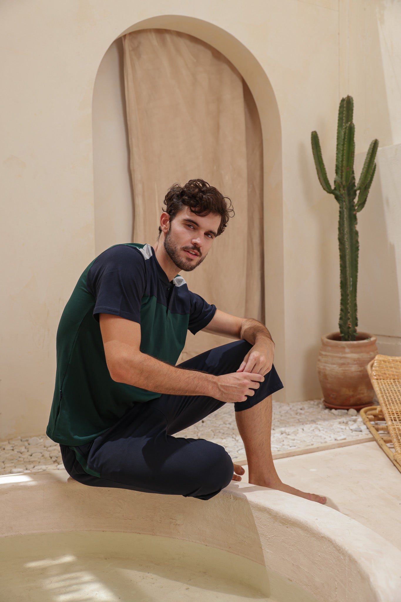 بيجاما رجالي نص كم قصات بنتاكور ساده