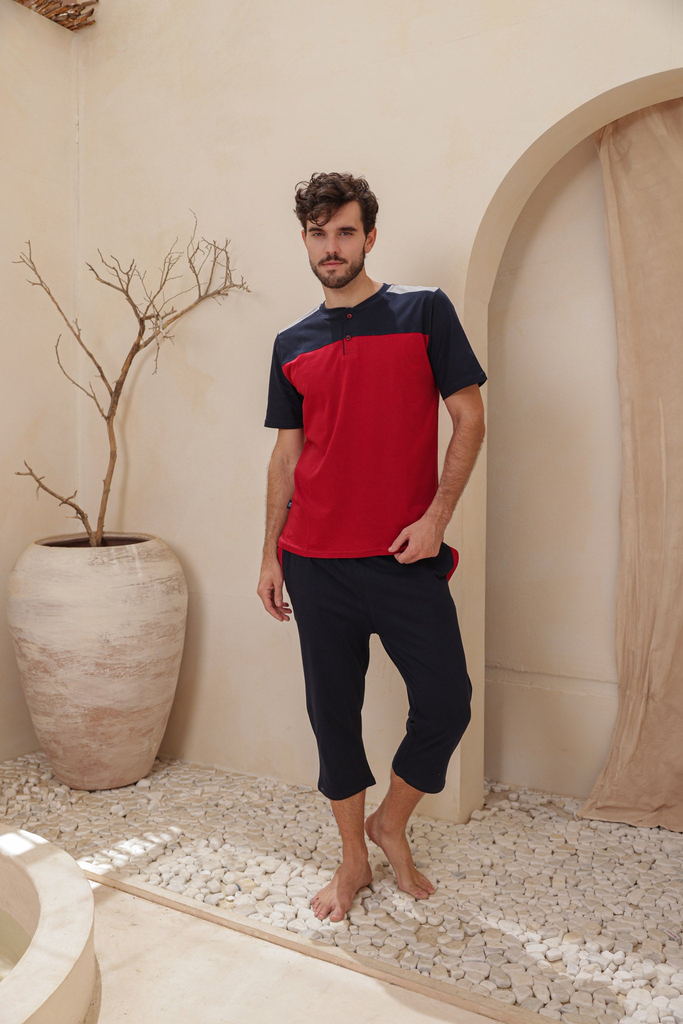 بيجاما رجالي نص كم قصات بنتاكور ساده