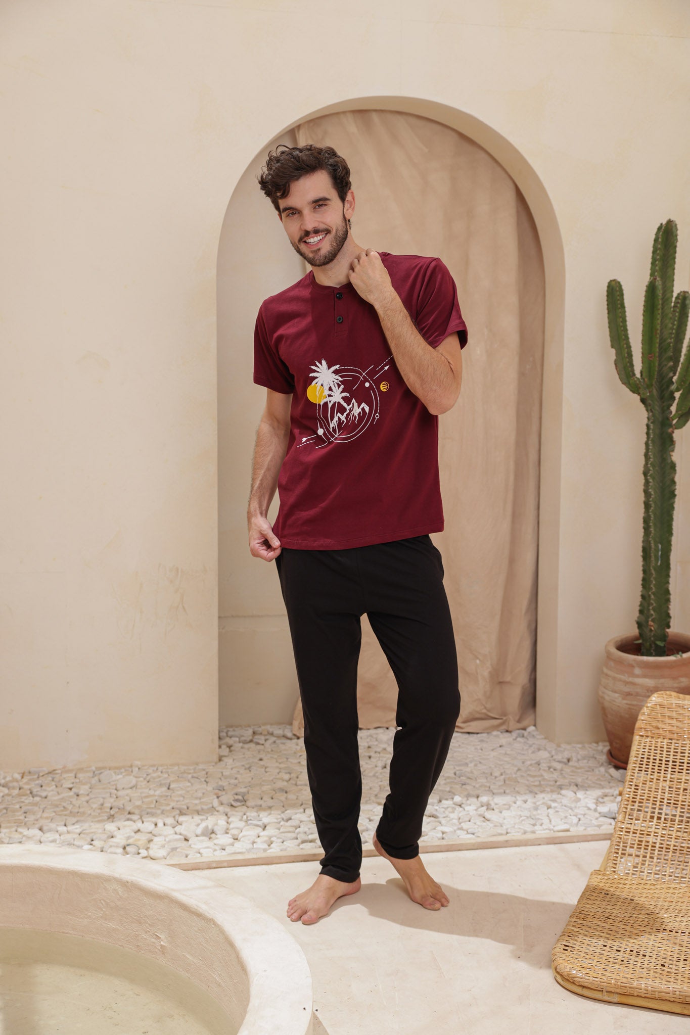 بيجاما رجالي نص كم طباعه نخله بندا بنطلون