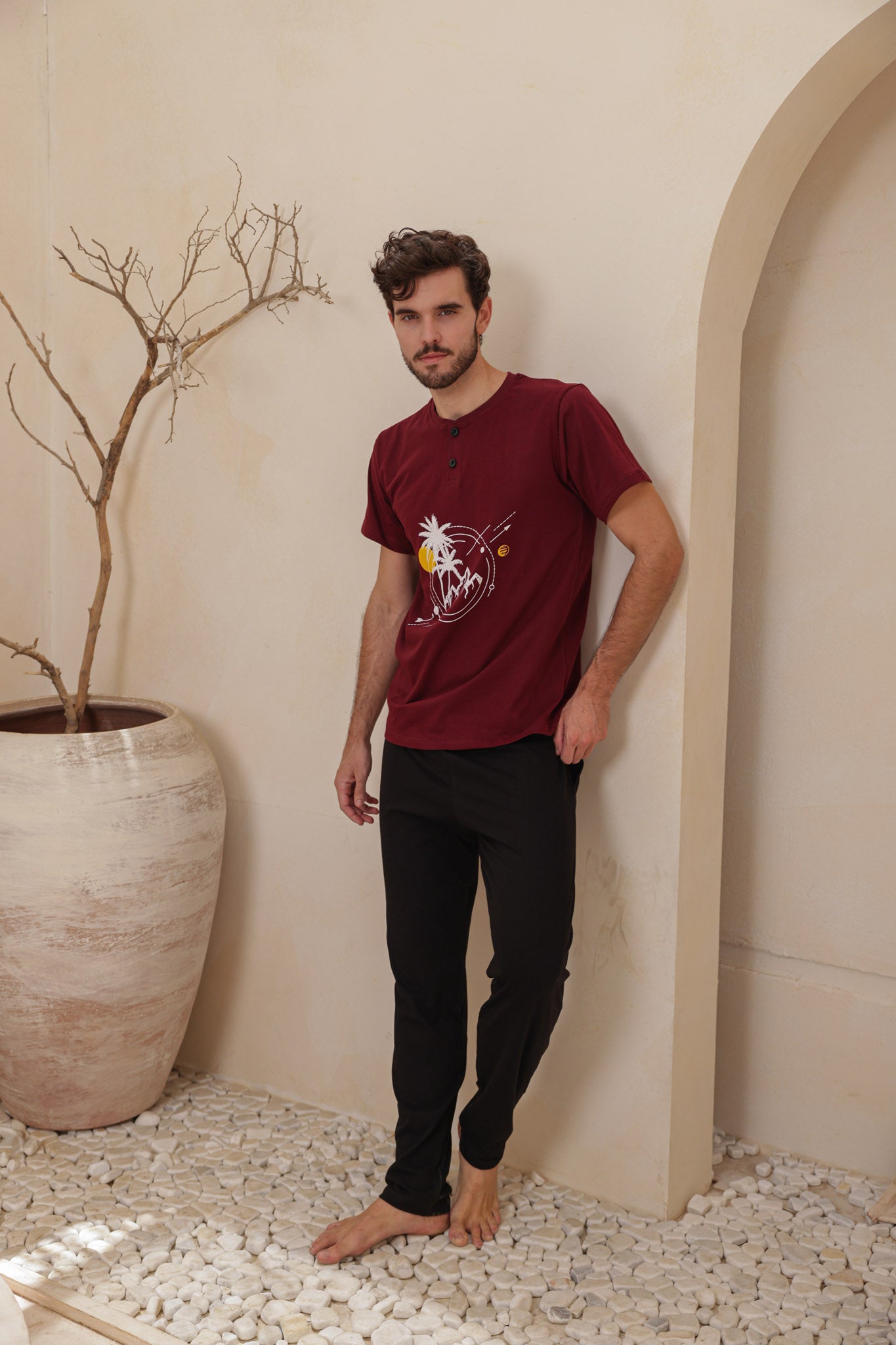 بيجاما رجالي نص كم طباعه نخله بندا بنطلون