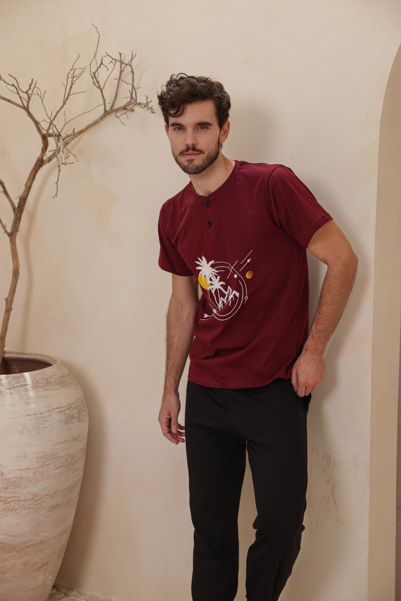 بيجاما رجالي نص كم طباعه نخله بندا بنطلون