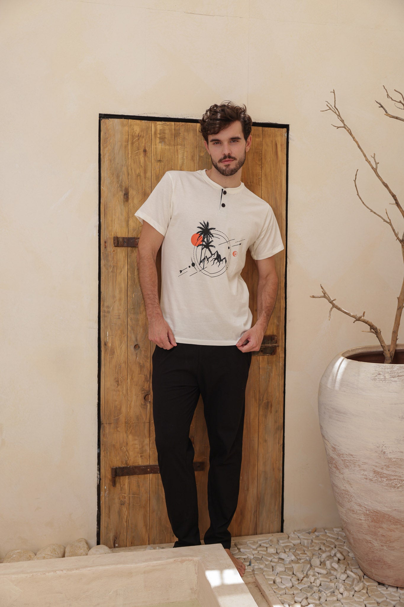 بيجاما رجالي نص كم طباعه نخله بندا بنطلون