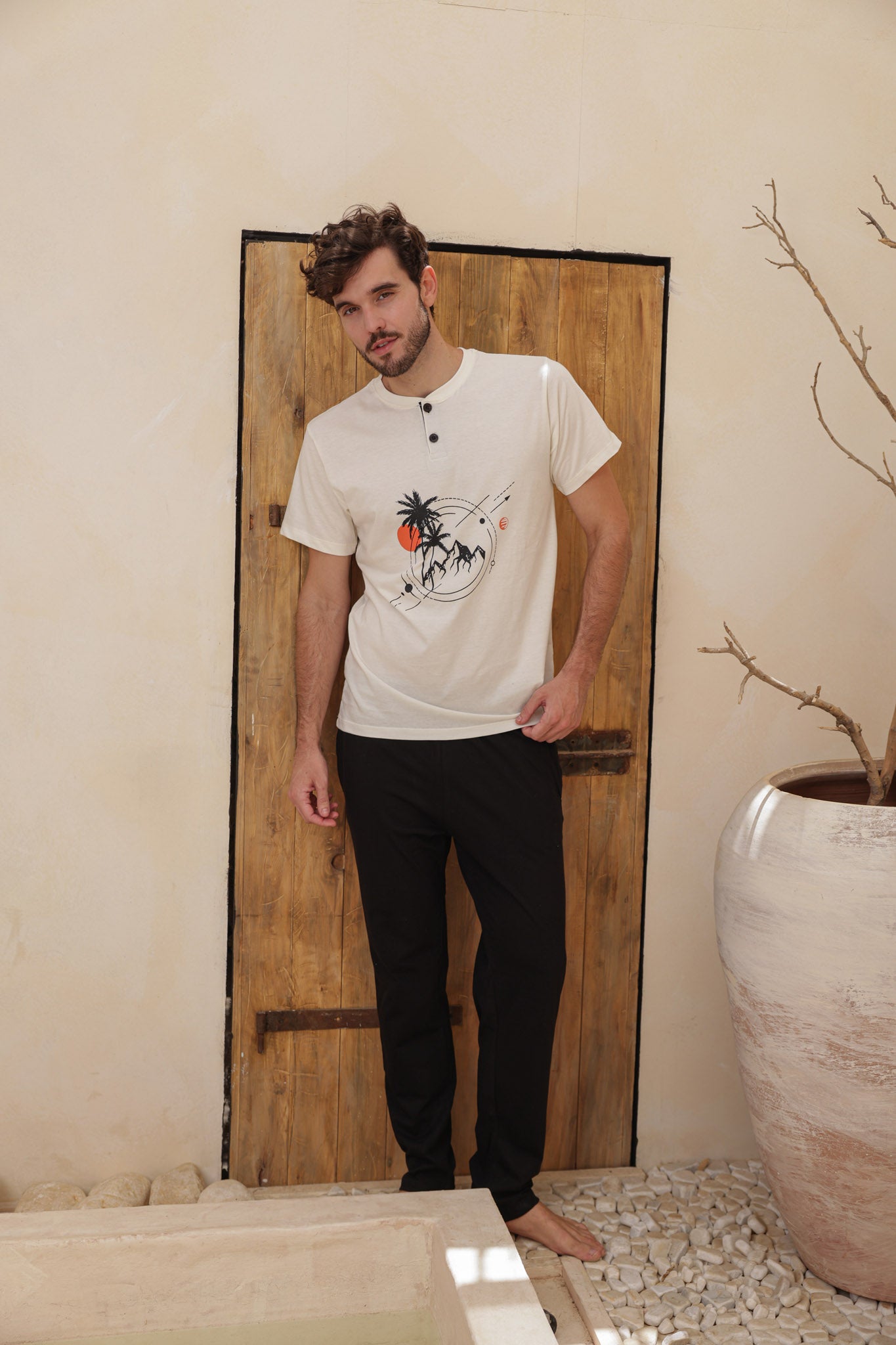 بيجاما رجالي نص كم طباعه نخله بندا بنطلون