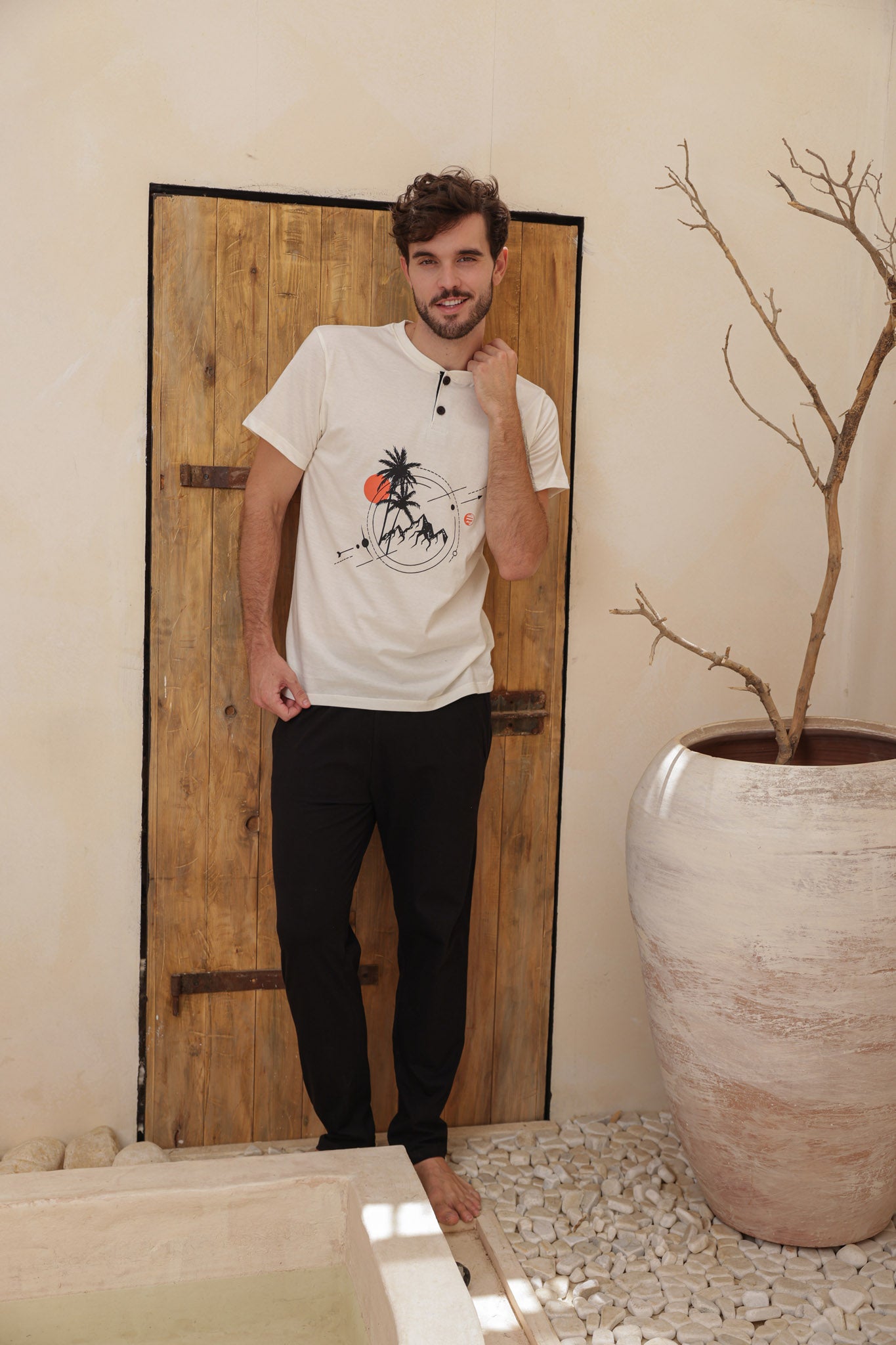 بيجاما رجالي نص كم طباعه نخله بندا بنطلون