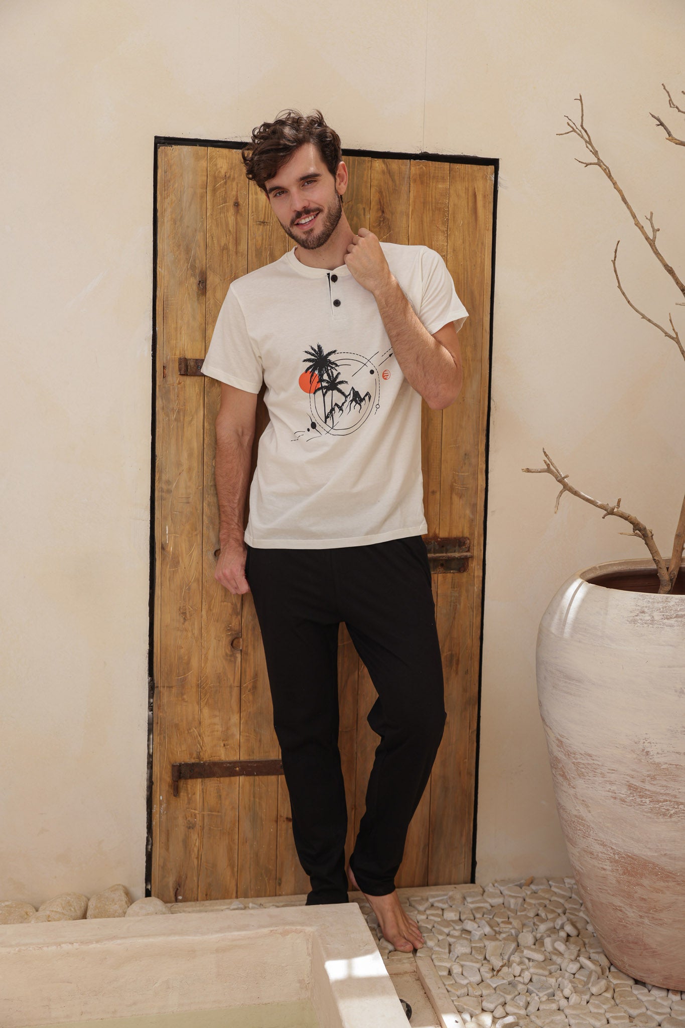 بيجاما رجالي نص كم طباعه نخله بندا بنطلون