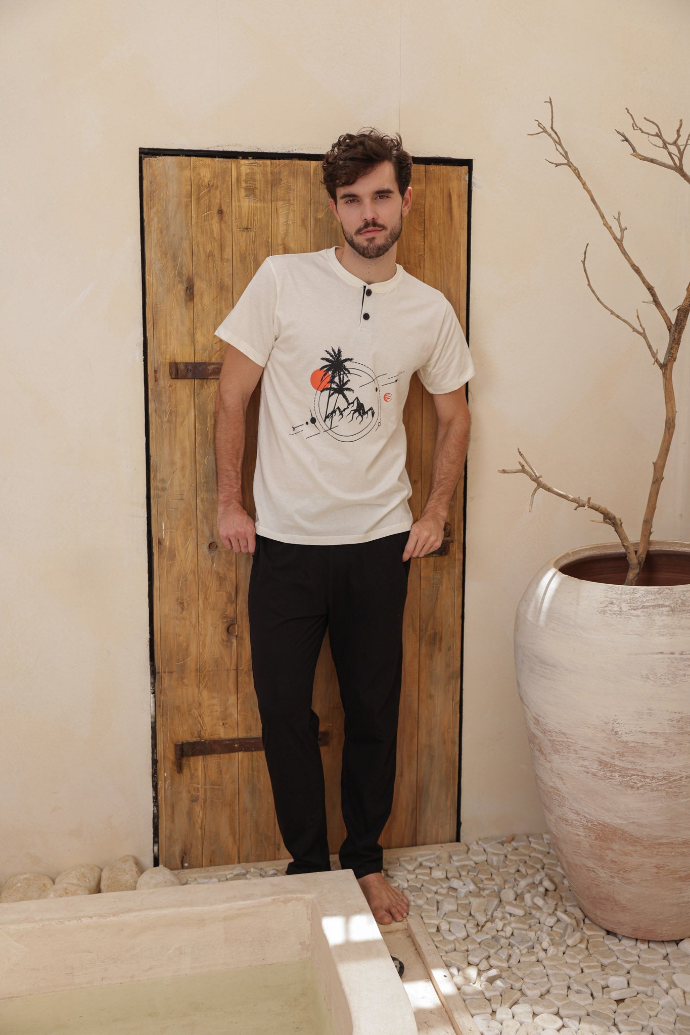 بيجاما رجالي نص كم طباعه نخله بندا بنطلون