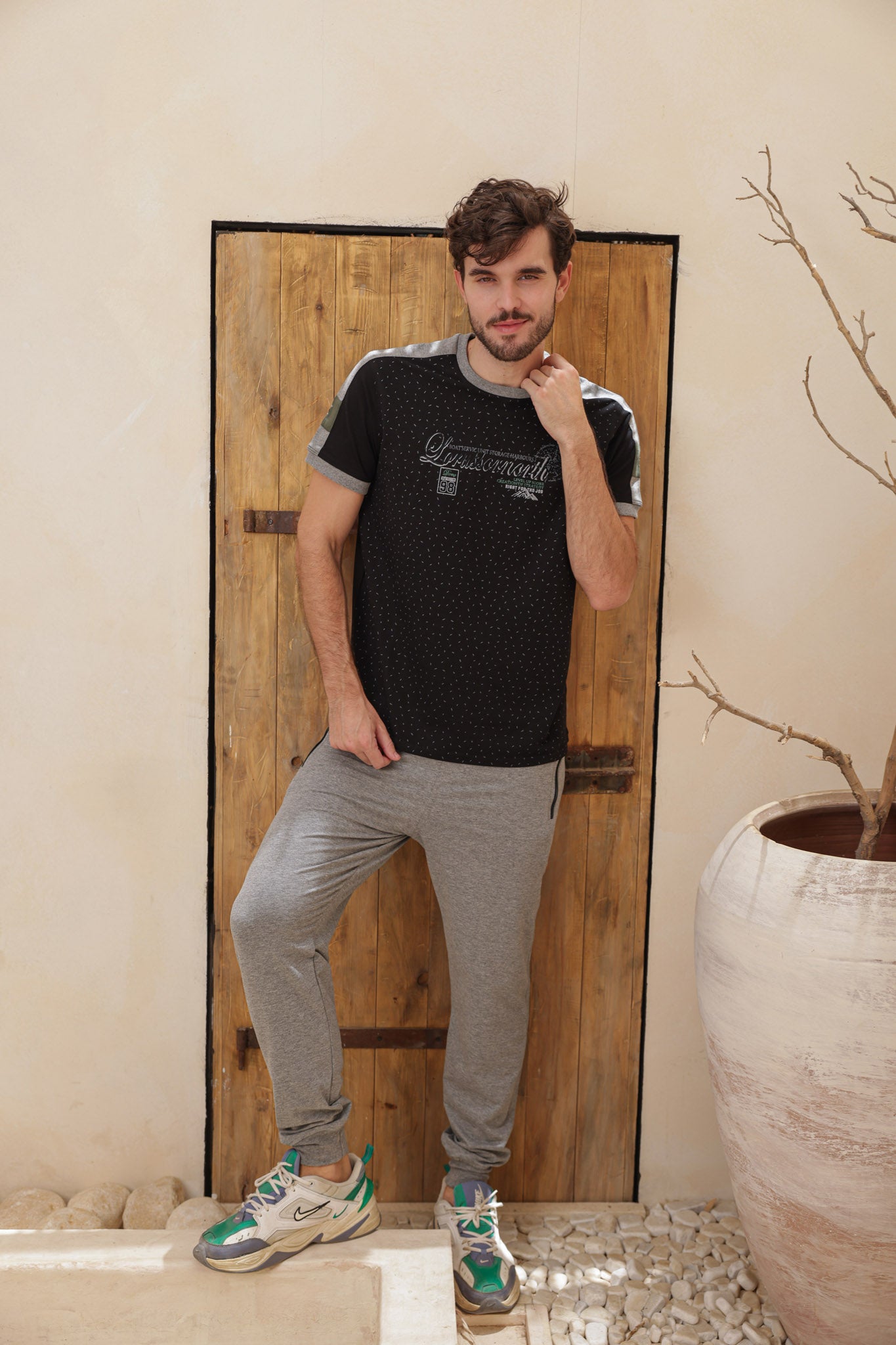 تريننج رجالي راوند كتف قصات بنطلون ساده