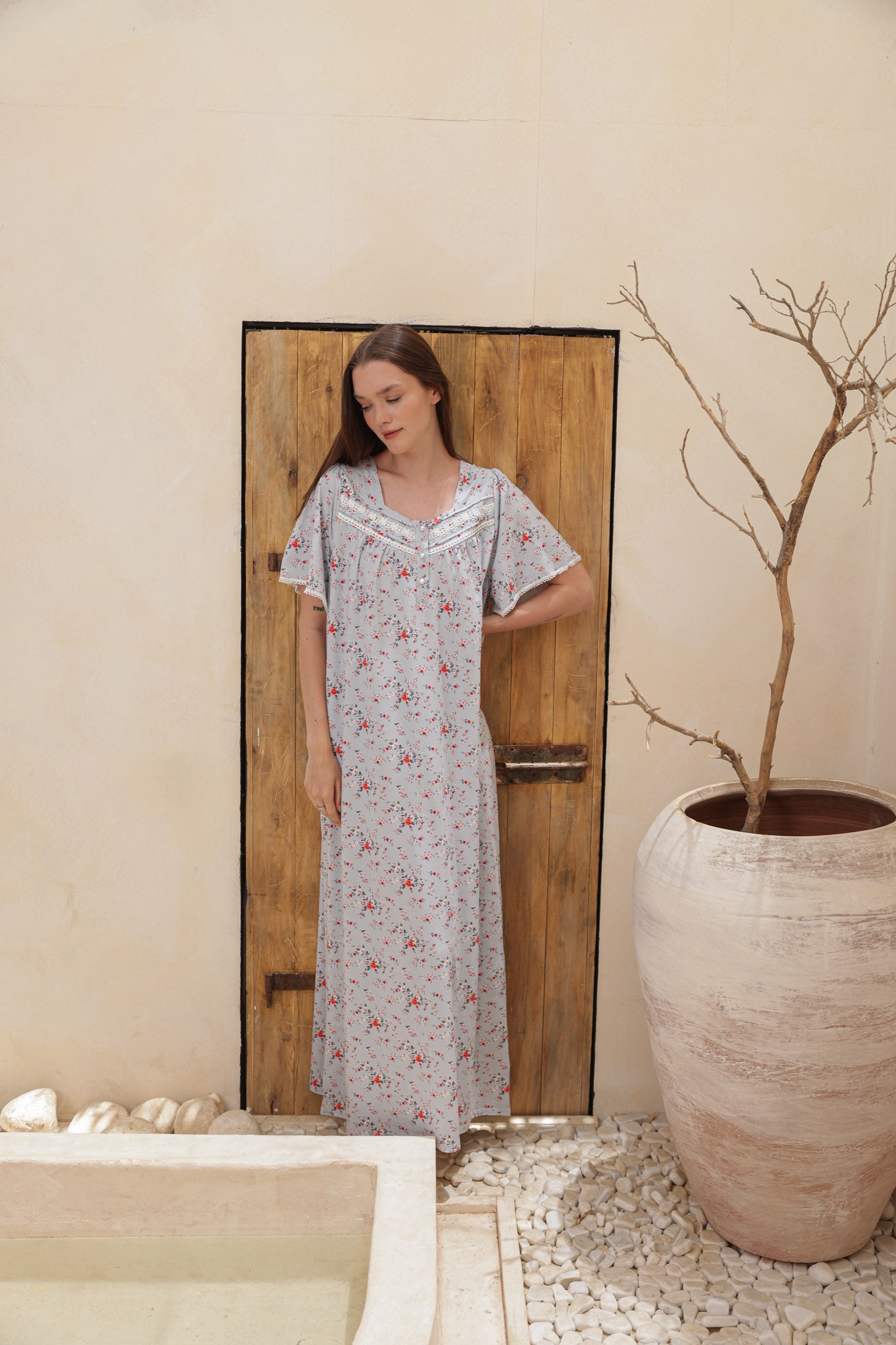 قميص ليكرا مايكي رقبه مربعه بنرفيرات جبير ومرد نص كم