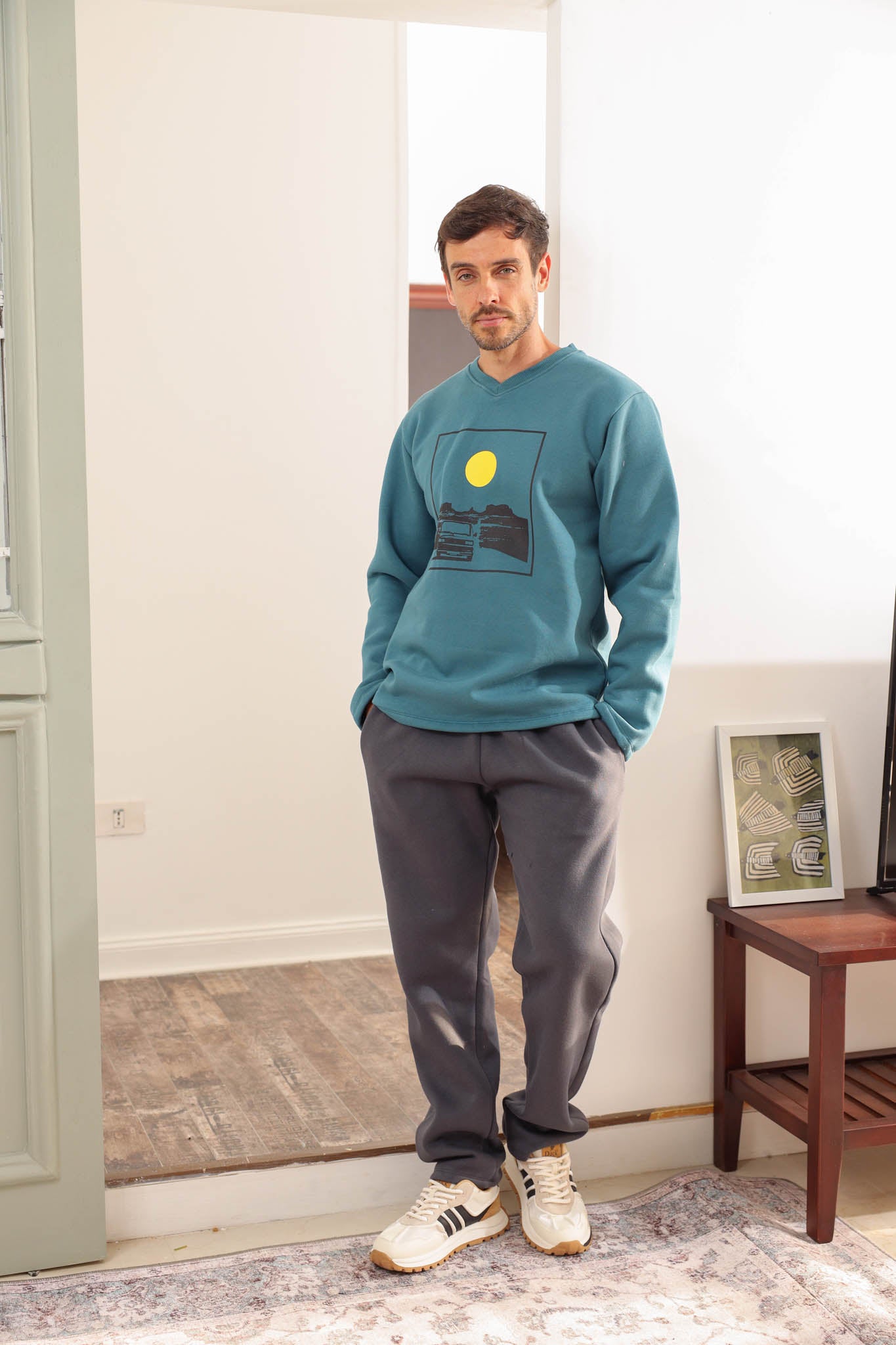 بيجاما ميلتون طباعه الشمس بنطلون ساده