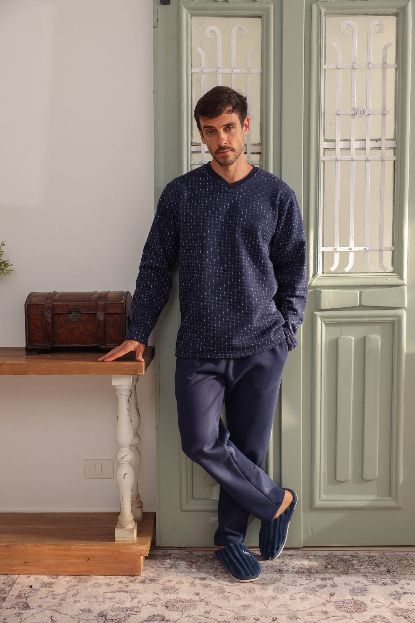 بيجاما ميلتون توب مطبوع بنطلون ساده