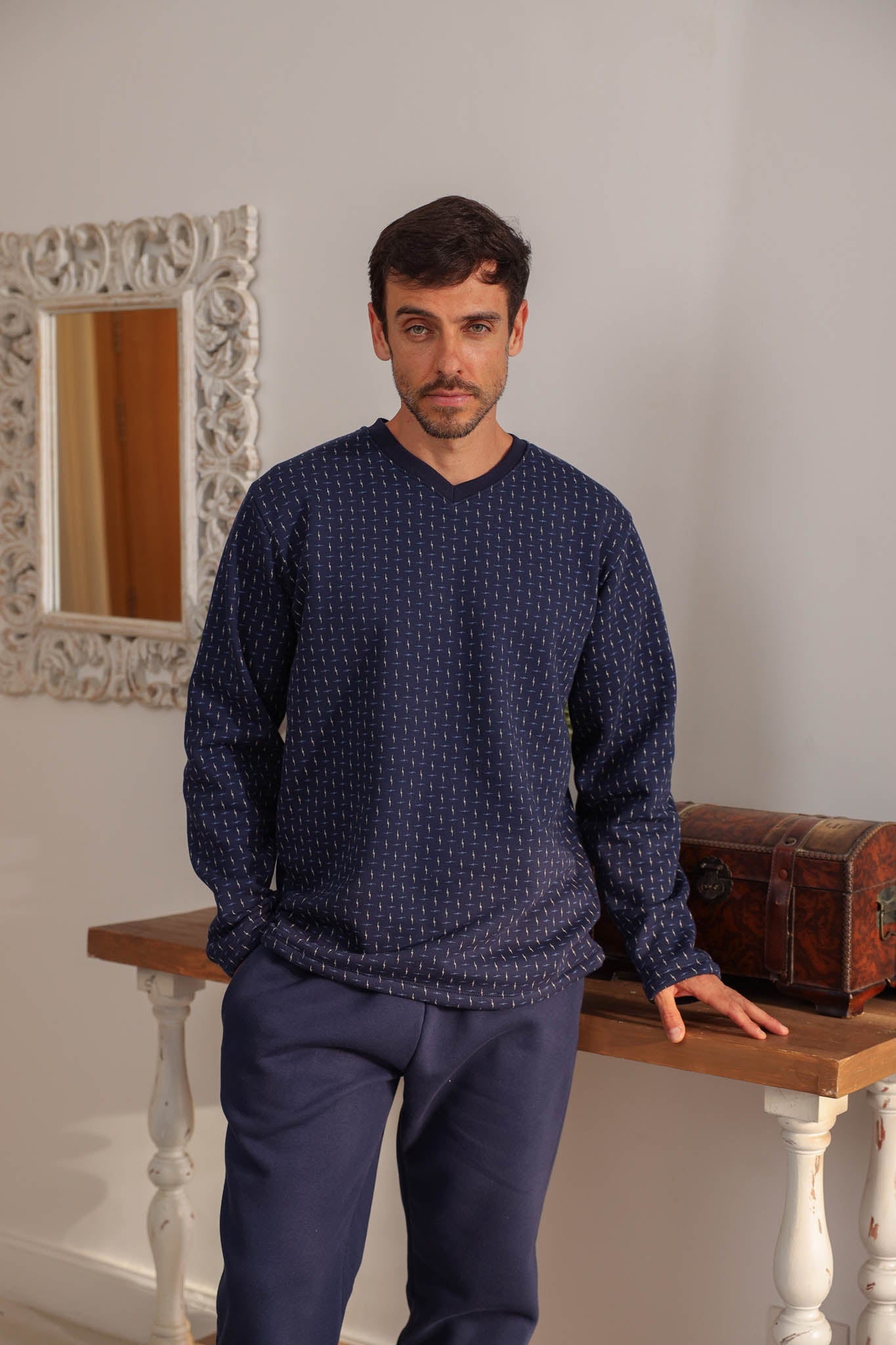 بيجاما ميلتون توب مطبوع بنطلون ساده