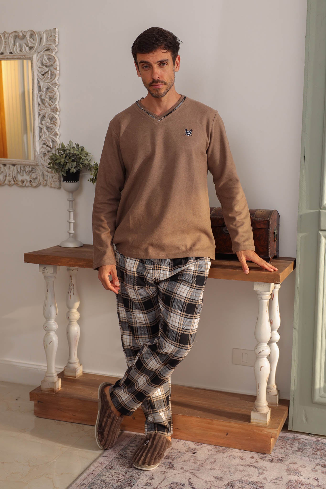 بيجاما كاشمير بنطلون كاروهات