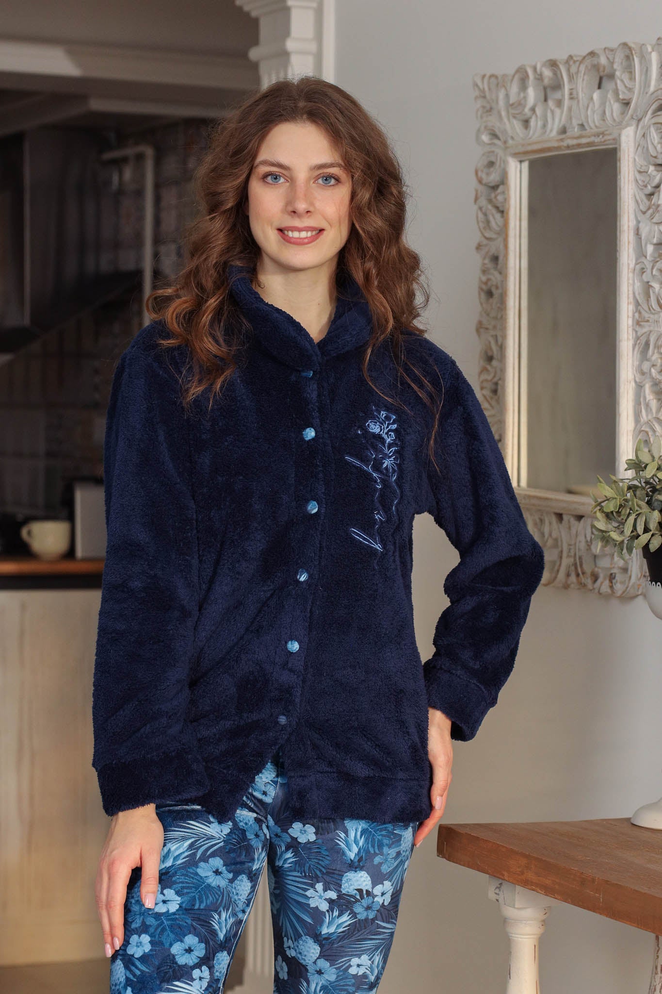 بيجاما فرو كلاسيك بزراير