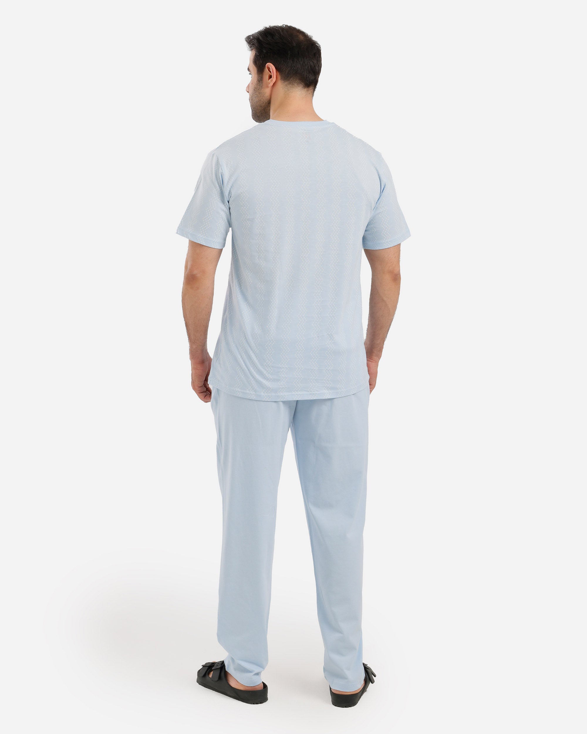 بيجاما نص كم مطبوع بنطلون ساده