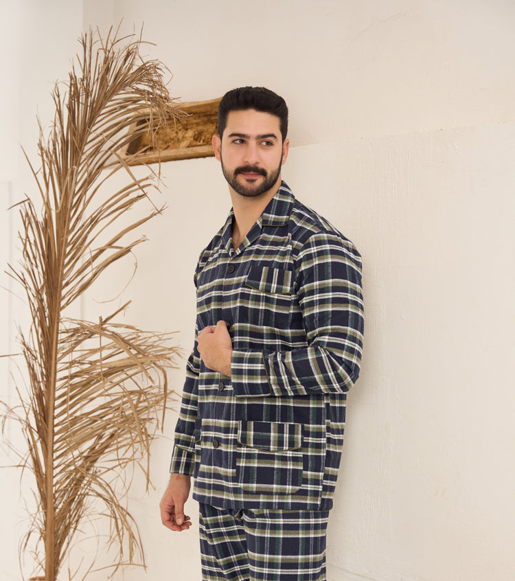 بيجاما رجالي صوف كاروهات بنطلون صوف كاروهات