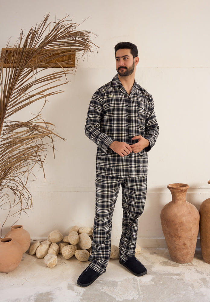 بيجاما رجالي صوف كاروهات بنطلون صوف كاروهات