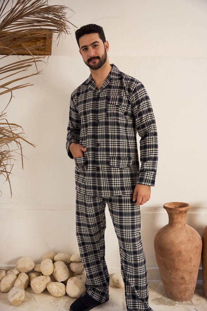 بيجاما رجالي صوف كاروهات بنطلون صوف كاروهات