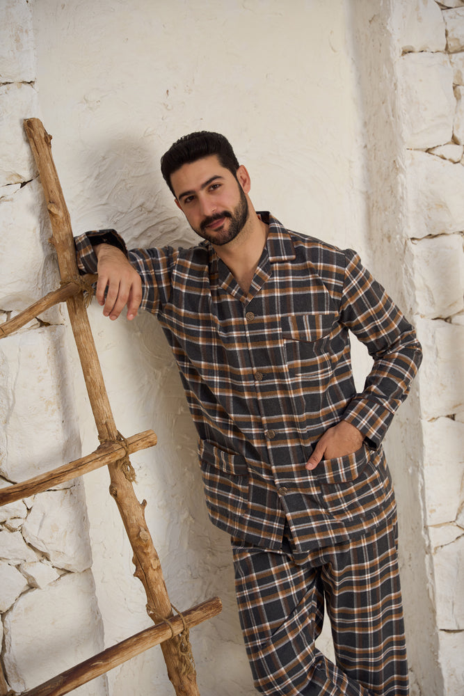 بيجاما رجالي صوف كاروهات بنطلون صوف كاروهات