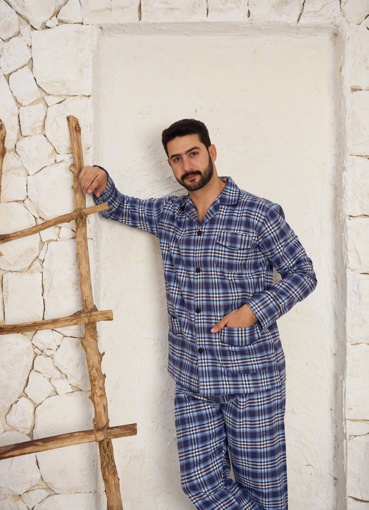 بيجاما رجالي صوف كاروهات بنطلون صوف كاروهات