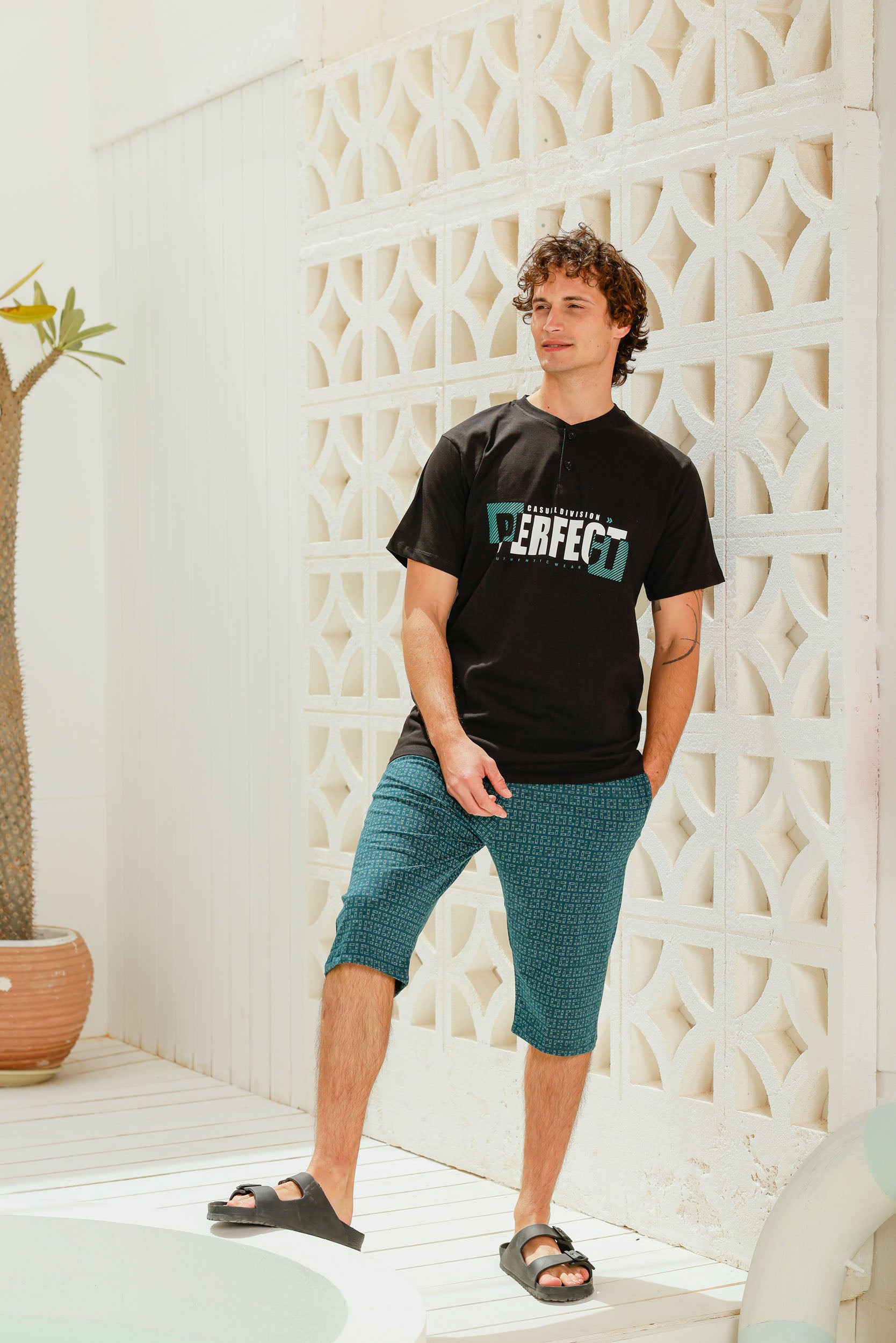 بيجاما نص كم مطبوع perfect شورت طويل