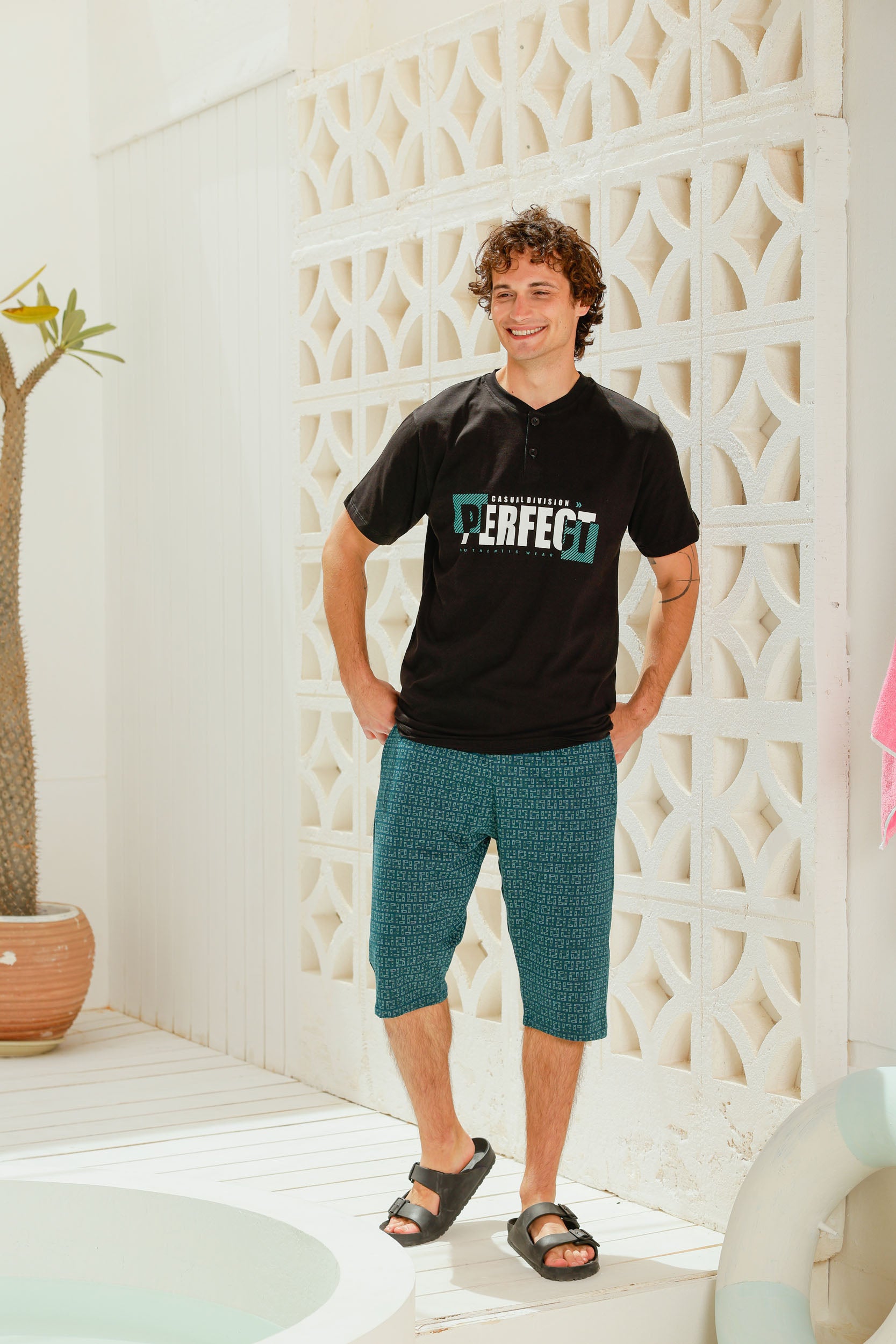 بيجاما نص كم مطبوع perfect شورت طويل