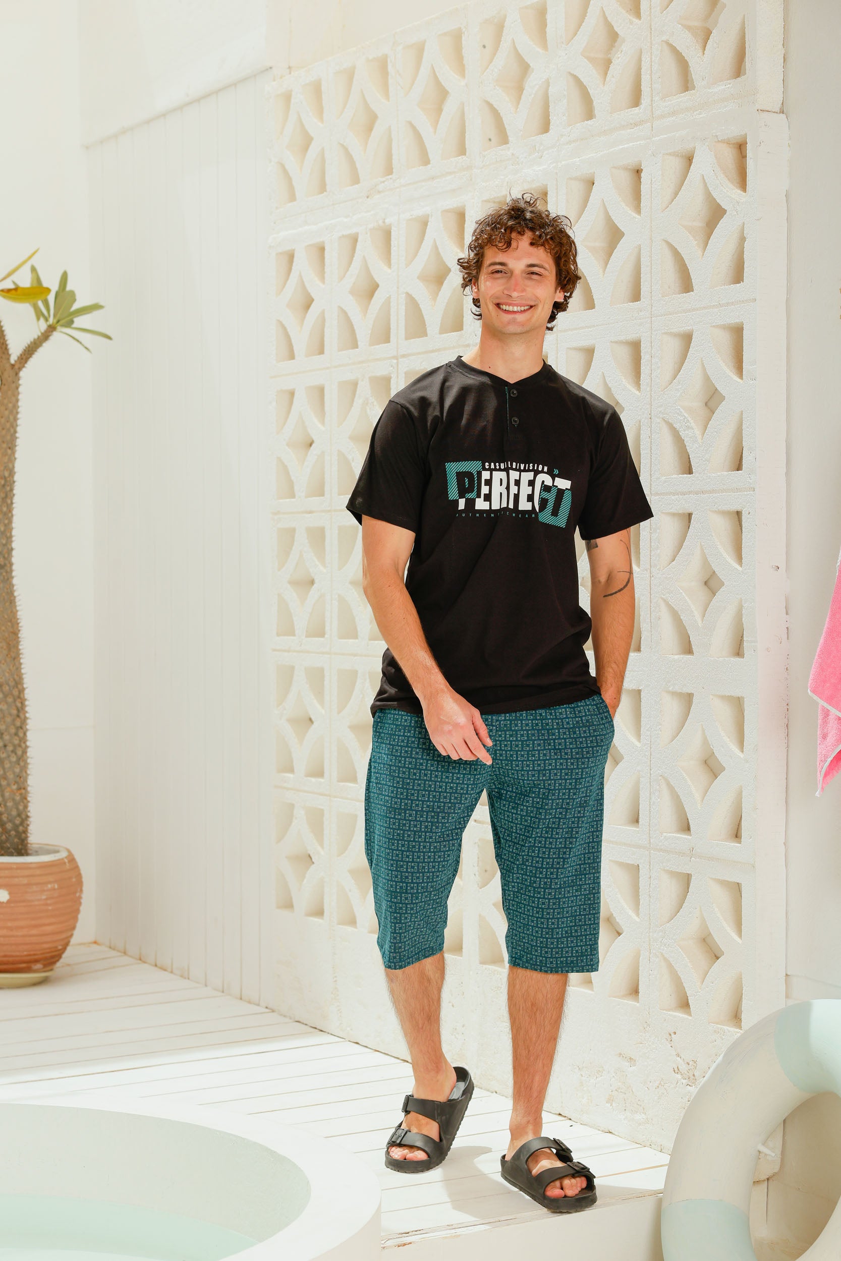 بيجاما نص كم مطبوع perfect شورت طويل