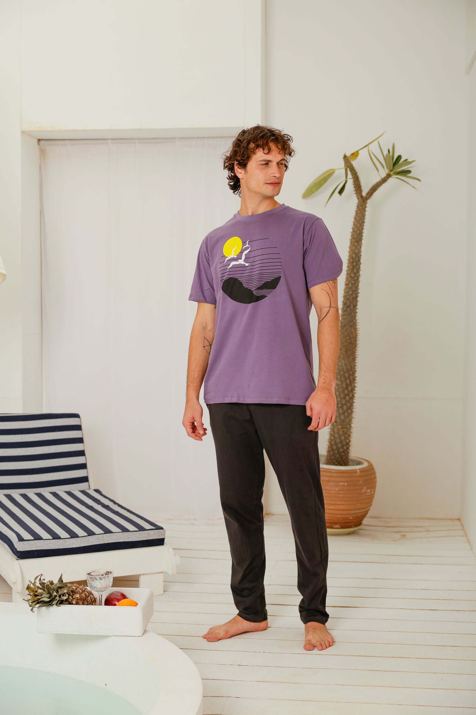 بيجاما نص كم بنطلون طباعه شمس