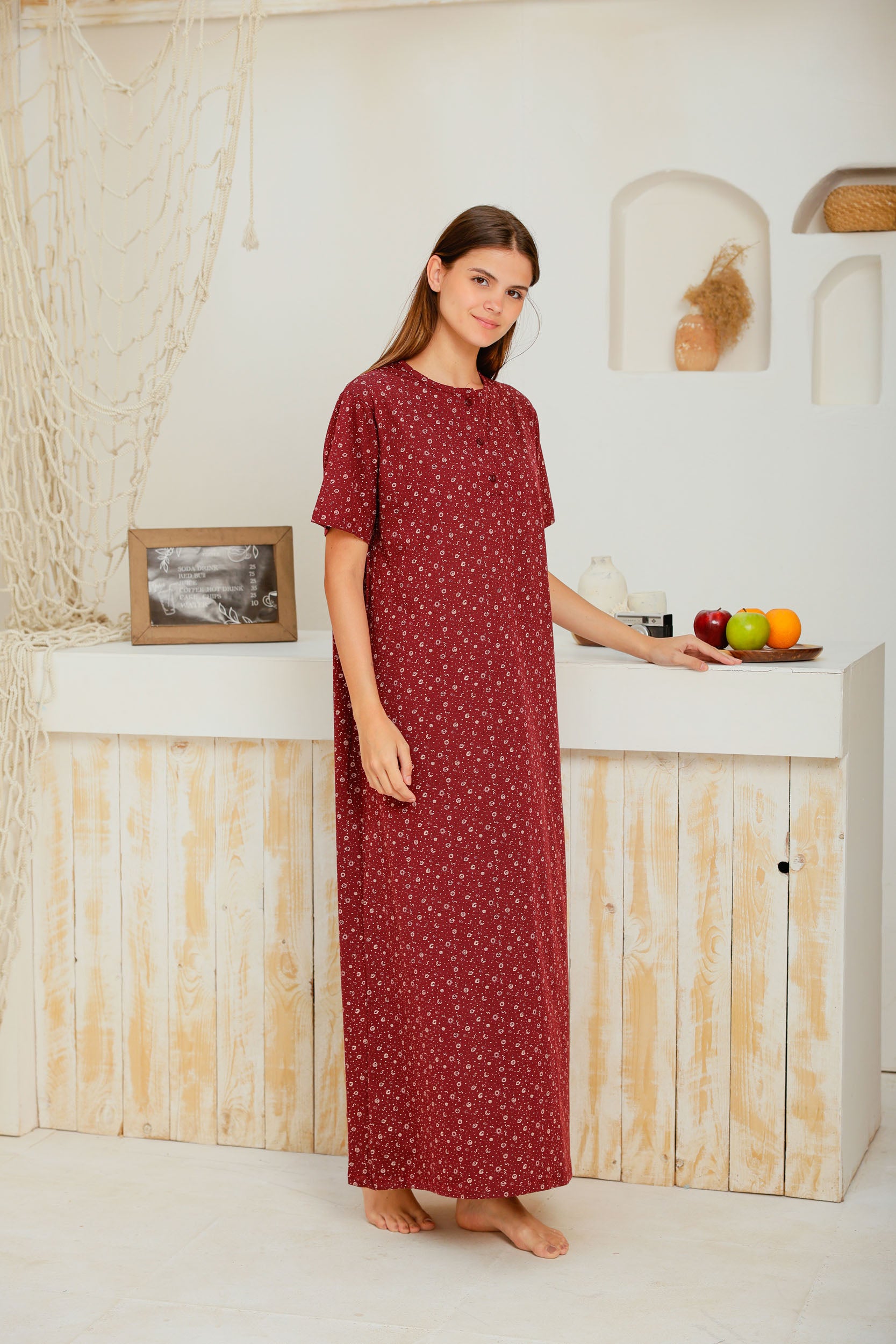 قميص نص كم مطبوع روتاري بزراير