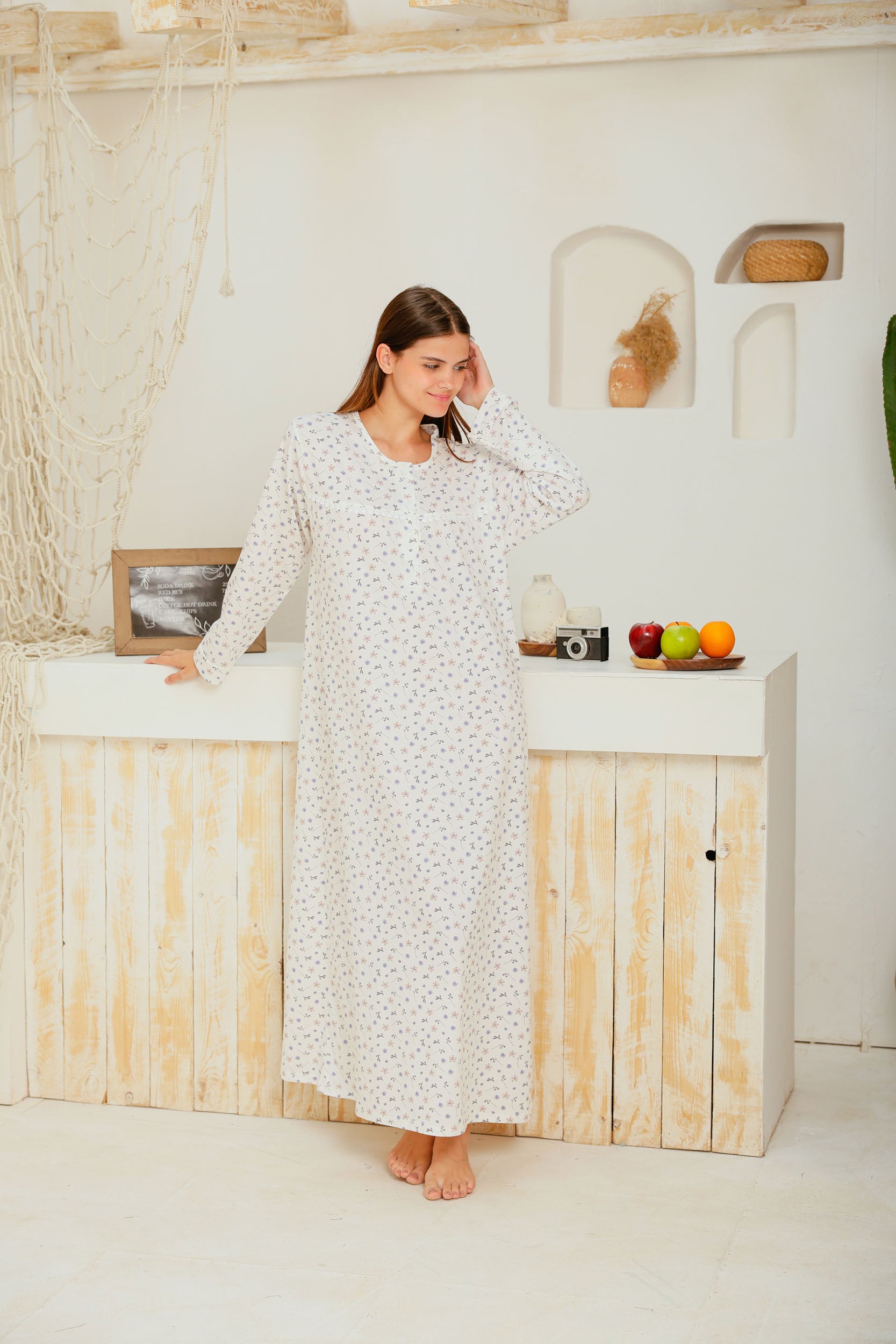 قميص كم بسفره بندا وزراير مطبوع روتاري