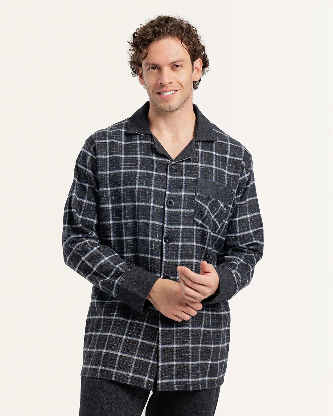 بيجاما كلاسيك كاروه بنطلون ساده