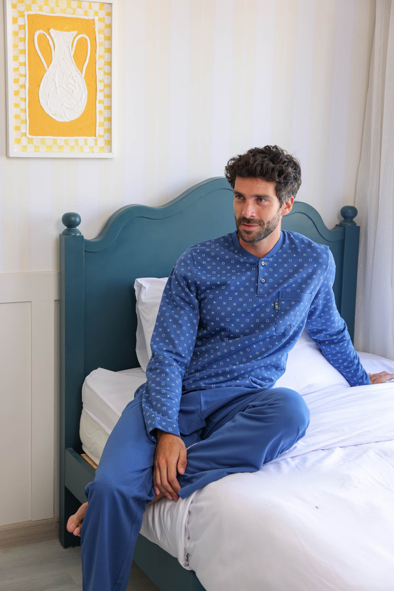 بيجاما ميلتون توب مطبوع روتاري بنطلون ساده