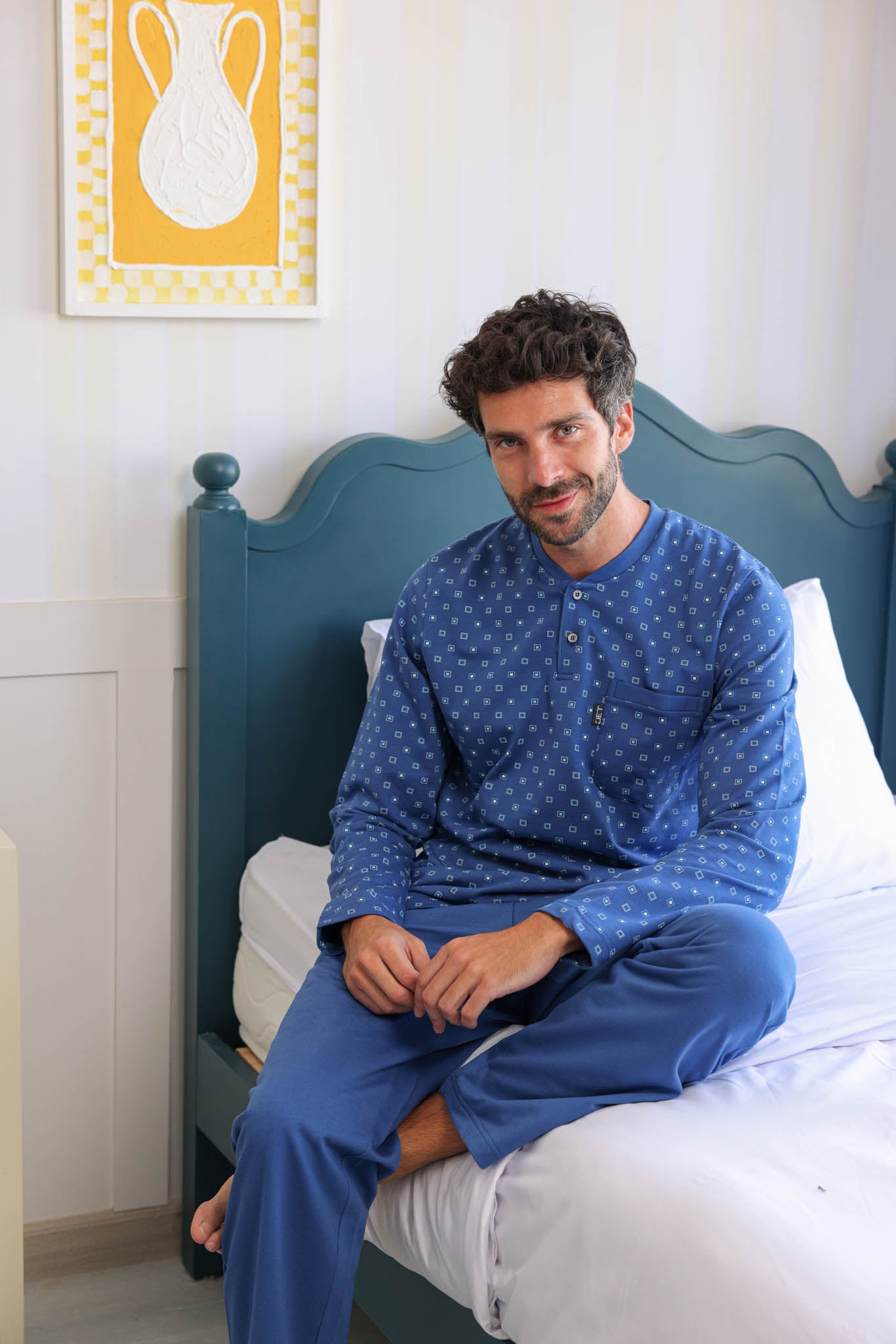 بيجاما ميلتون توب مطبوع روتاري بنطلون ساده