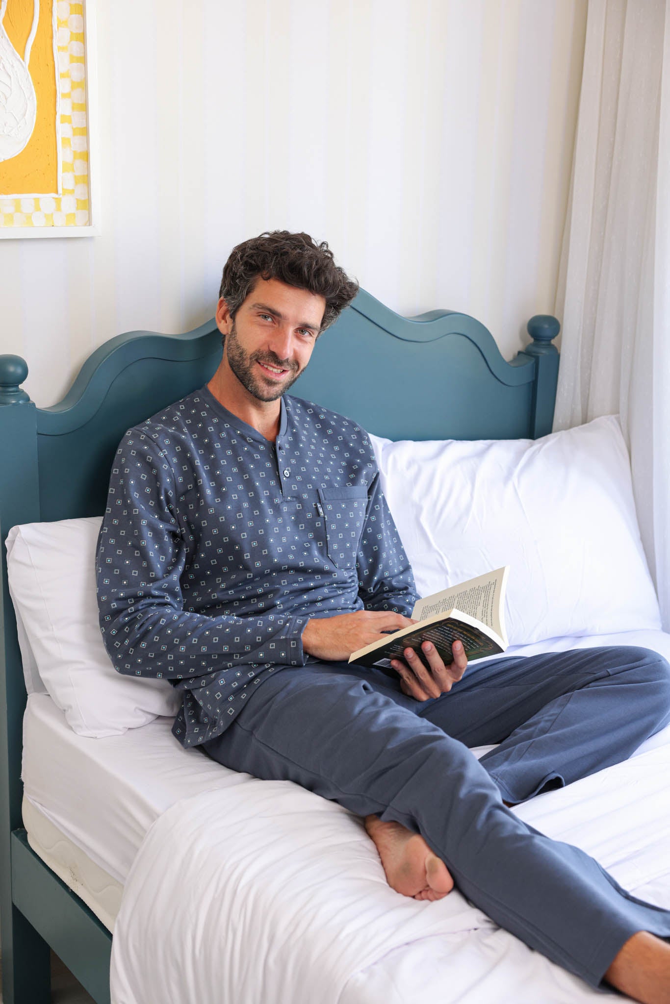 بيجاما ميلتون توب مطبوع روتاري بنطلون ساده