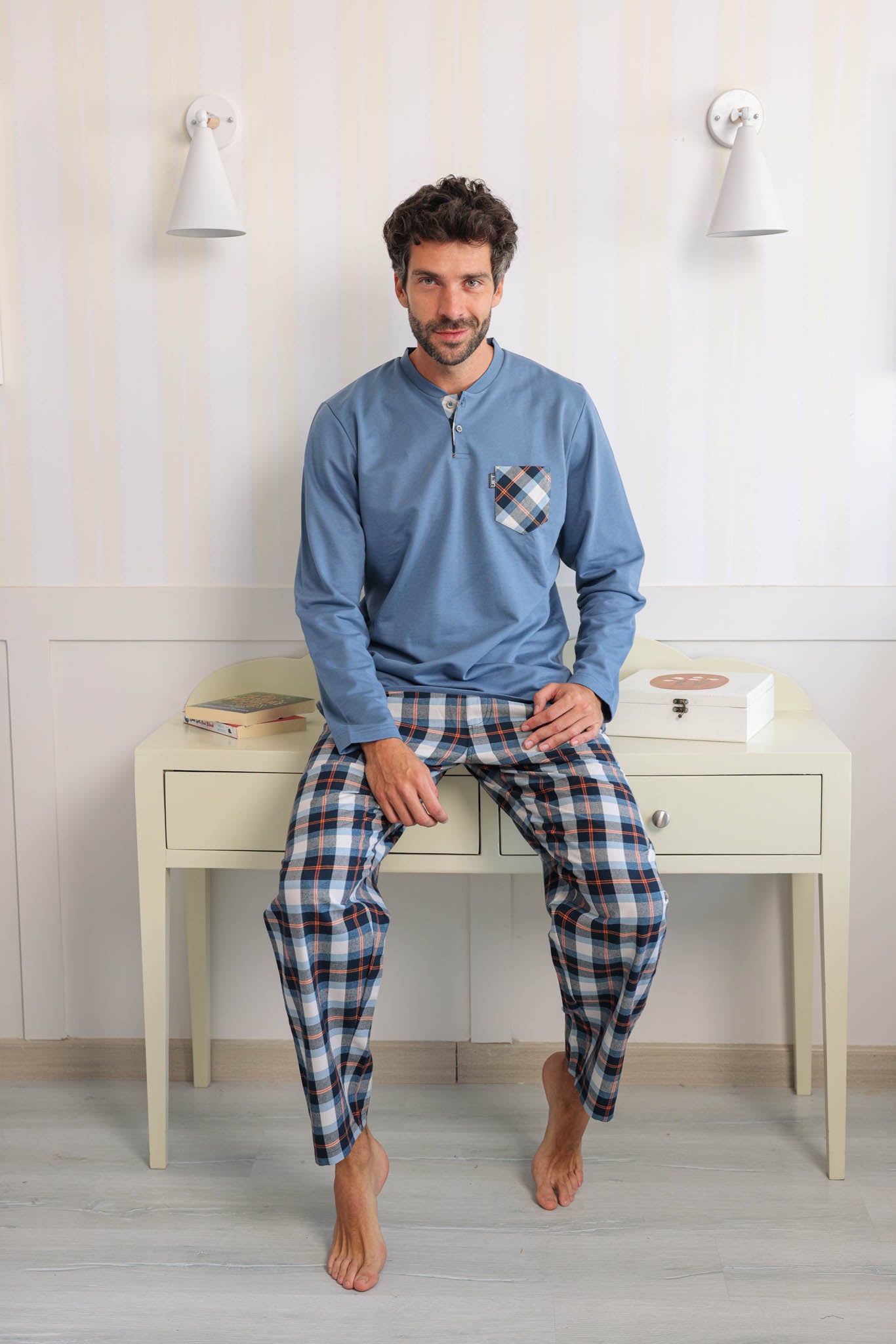 بيجاما رجالي ميلتون بجيب بنطلون نسيج كاروهات