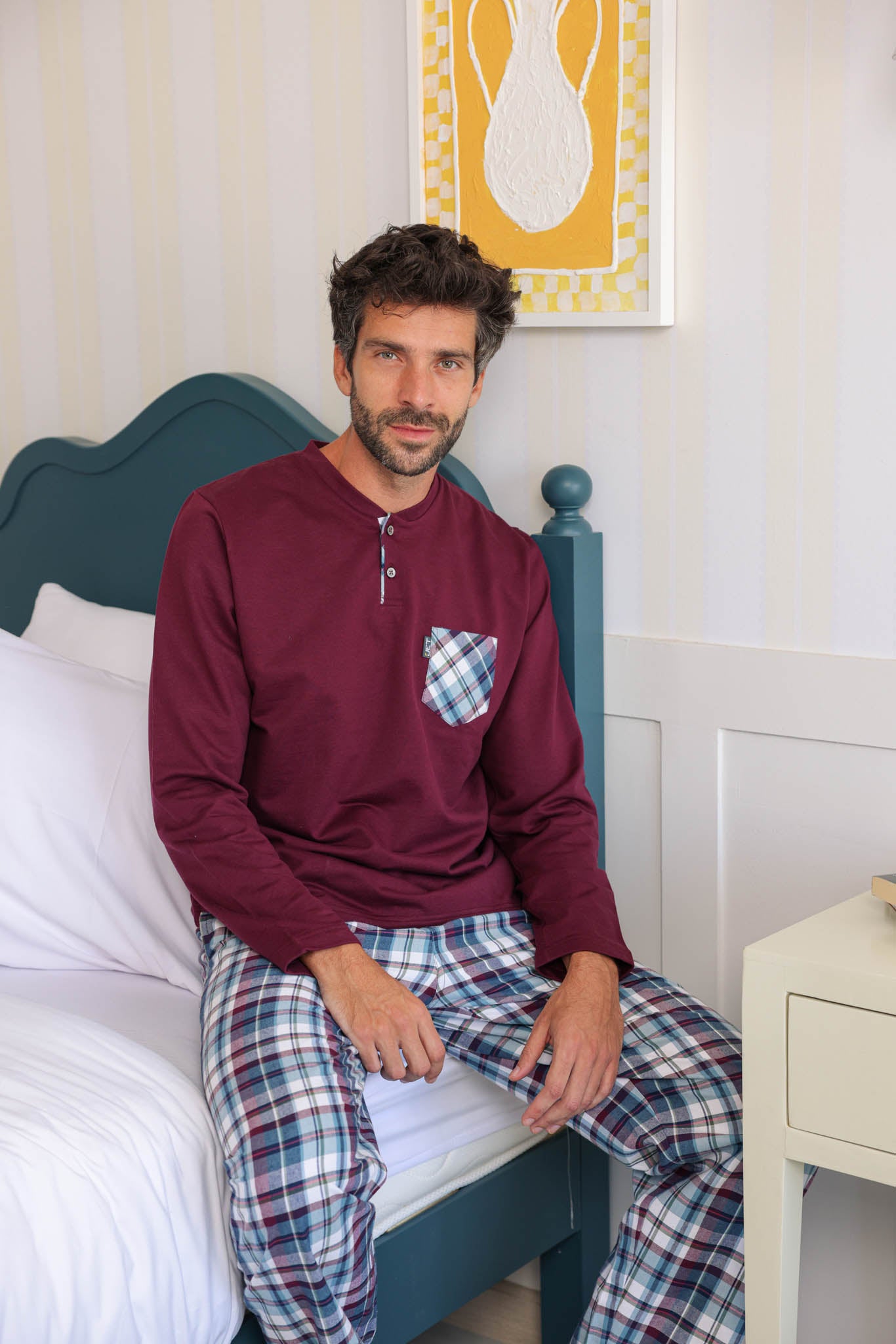 بيجاما رجالي ميلتون بجيب بنطلون نسيج كاروهات