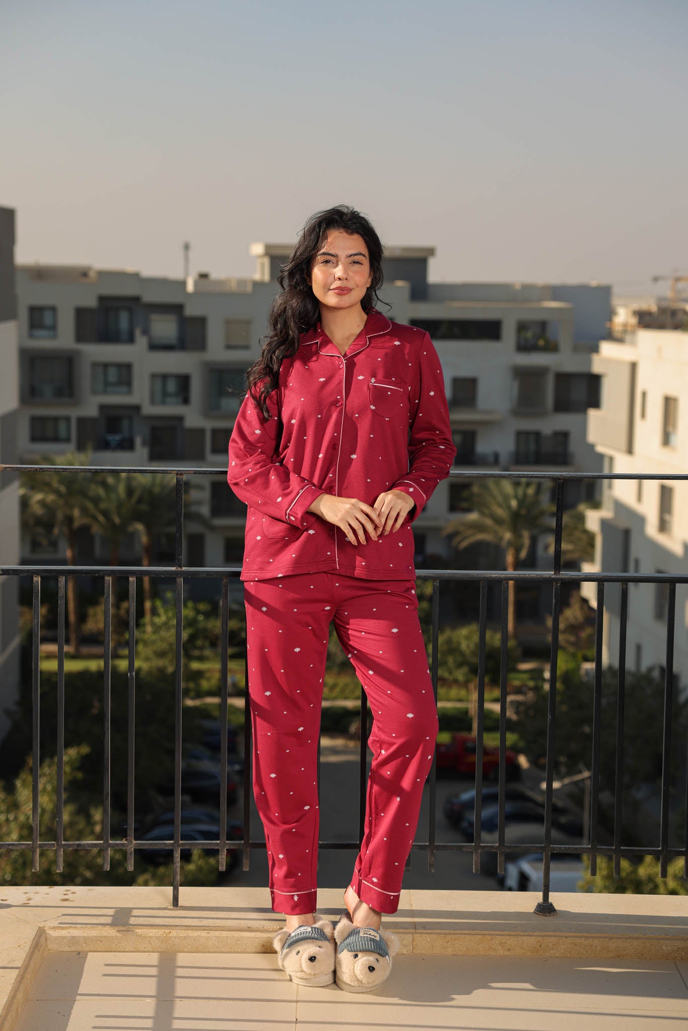 بيجاما حريمي ميلتون كلاسيك بزراير مطبوع روتاري