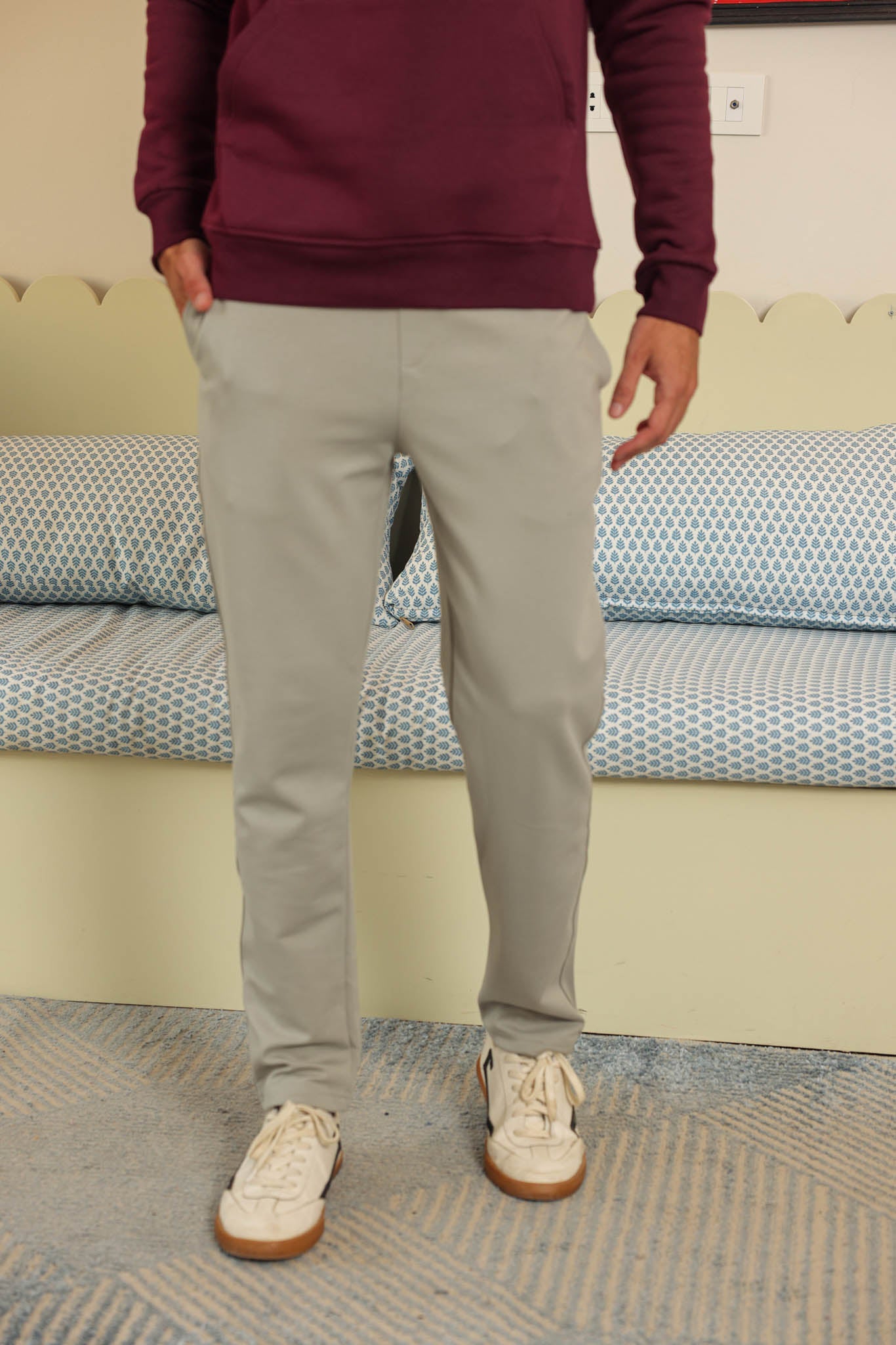 بنطلون انترلوك ساده قطن ليكرا