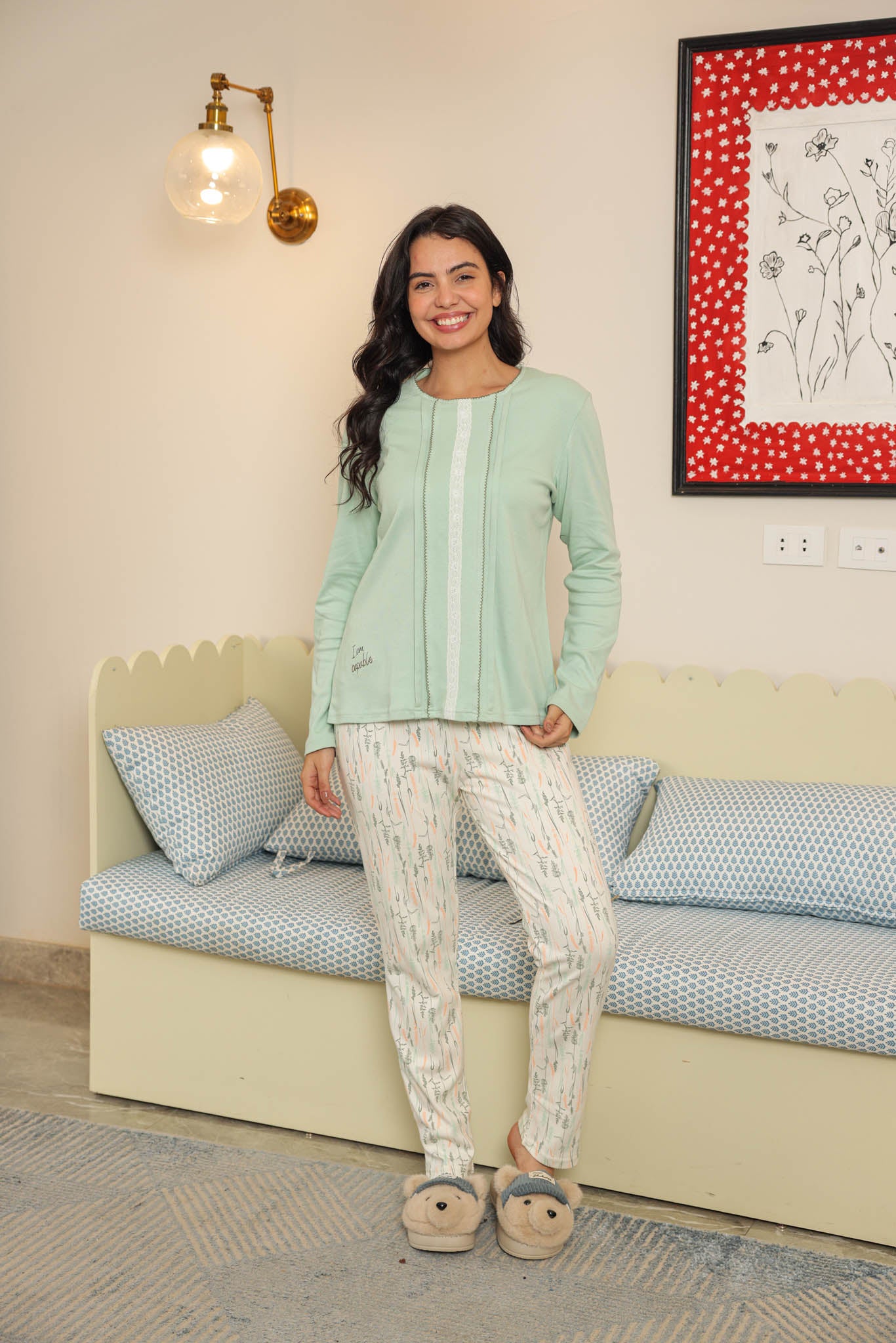 بيجاما ميلتون توب ساده دانتيل بنطلون روتاري