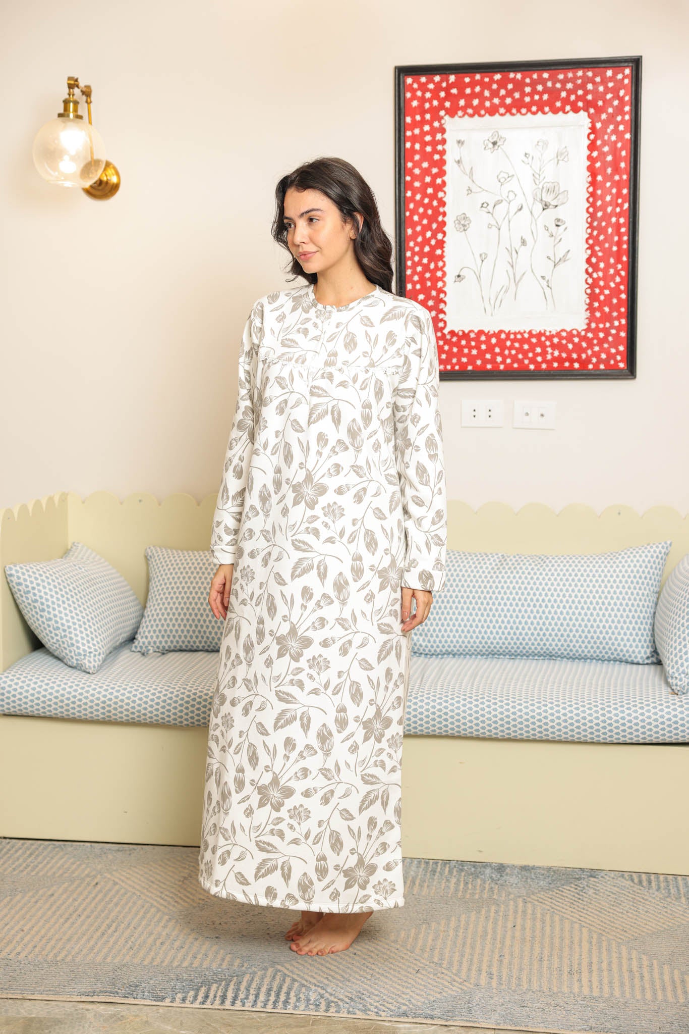 جلباب ميلتون مطبوع روتاري بندا وزراير