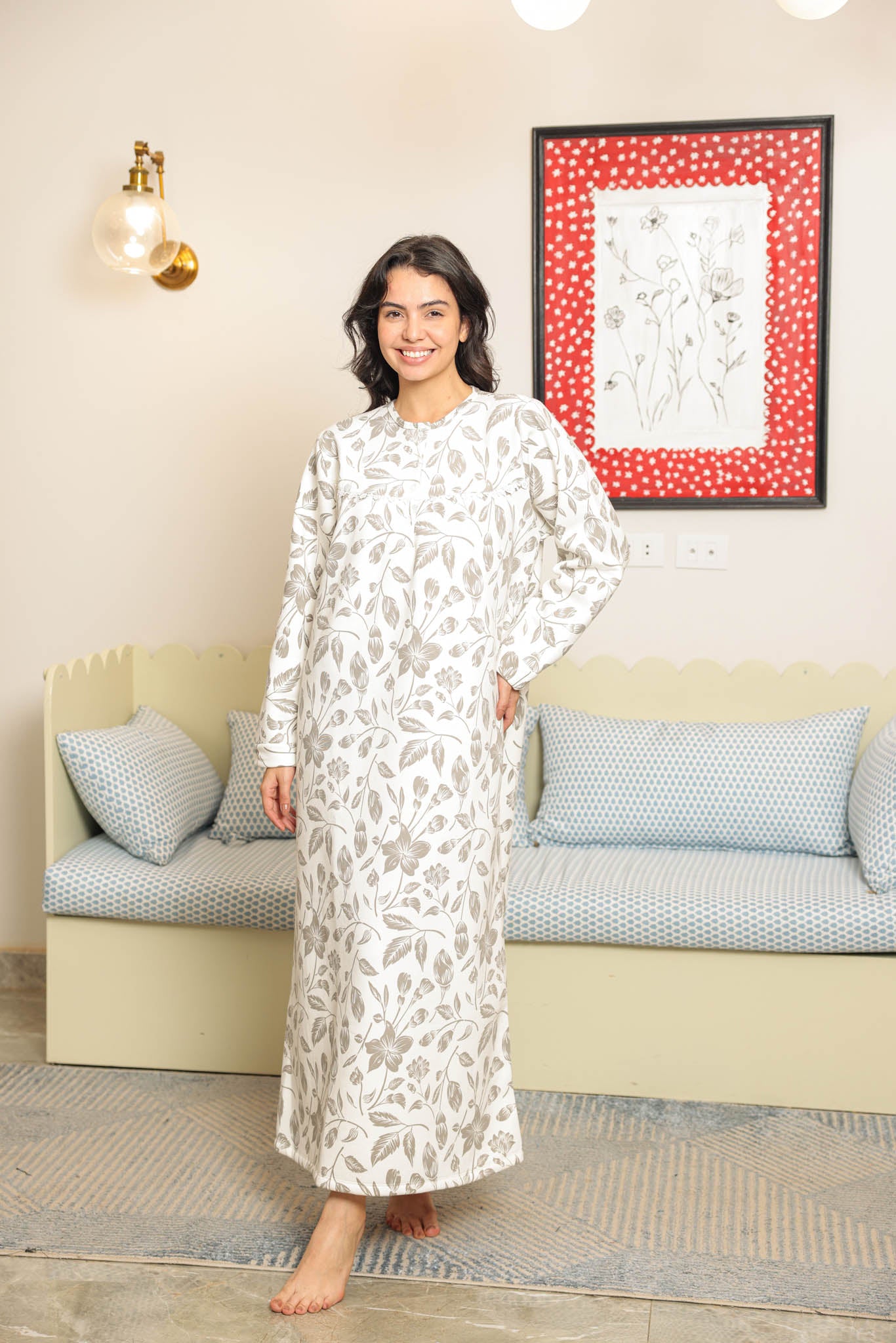 جلباب ميلتون مطبوع روتاري بندا وزراير