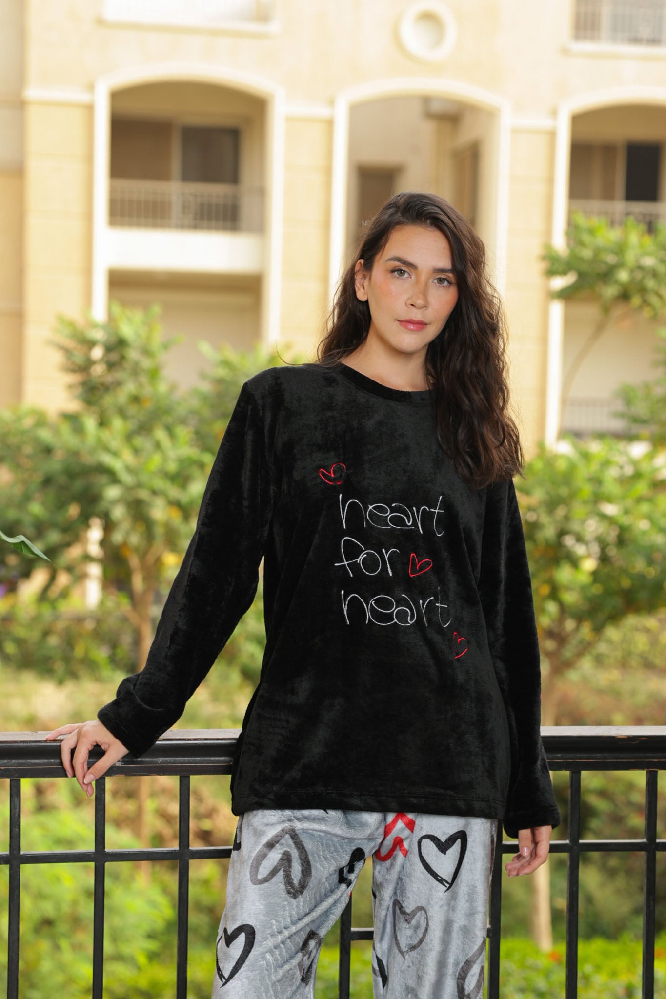 بيجاما بولار heart for love بنطلون روتاري